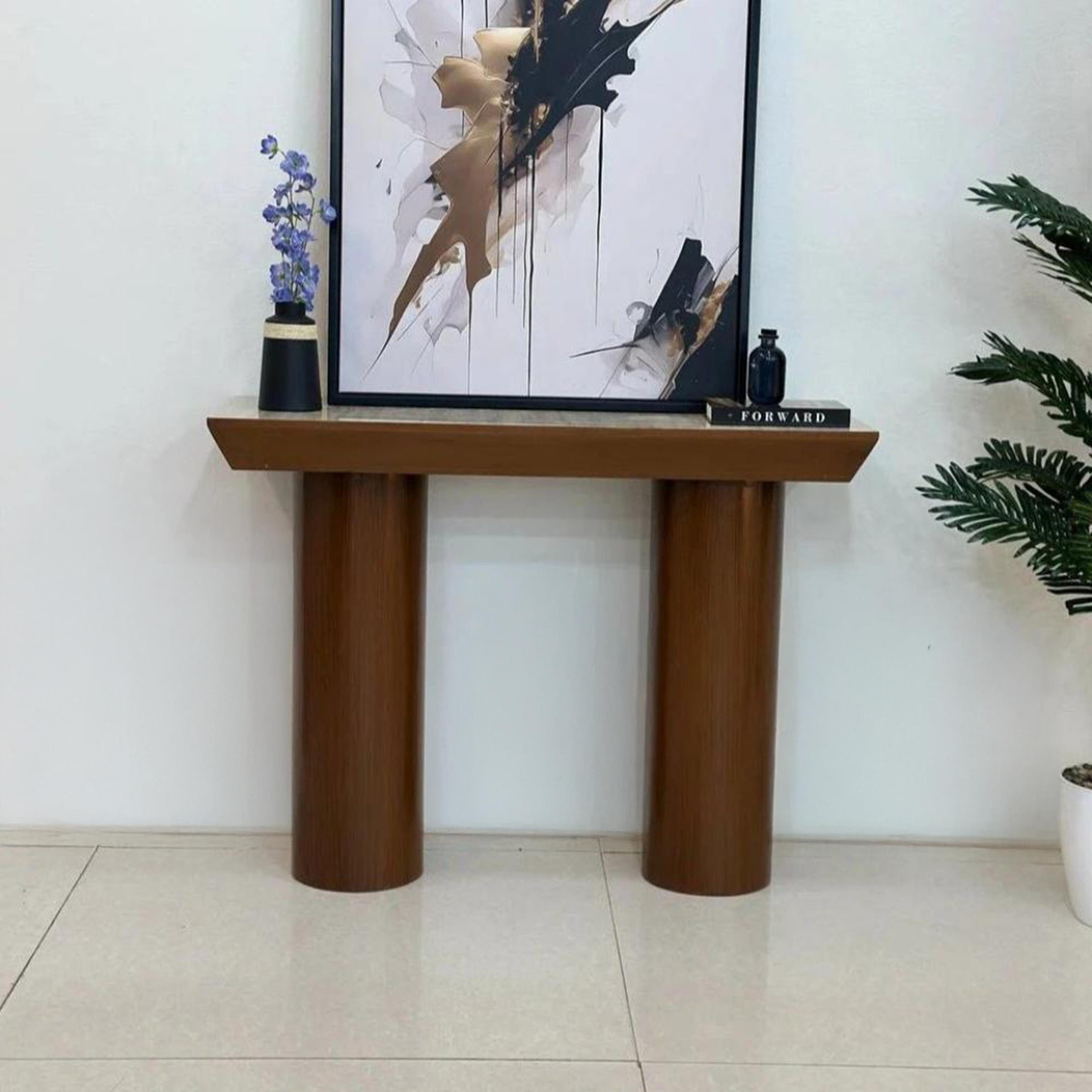 Wooden Top Console Table - 140x40x90 cms-furniture-livingroom-consoletablesandmirrors-image-2