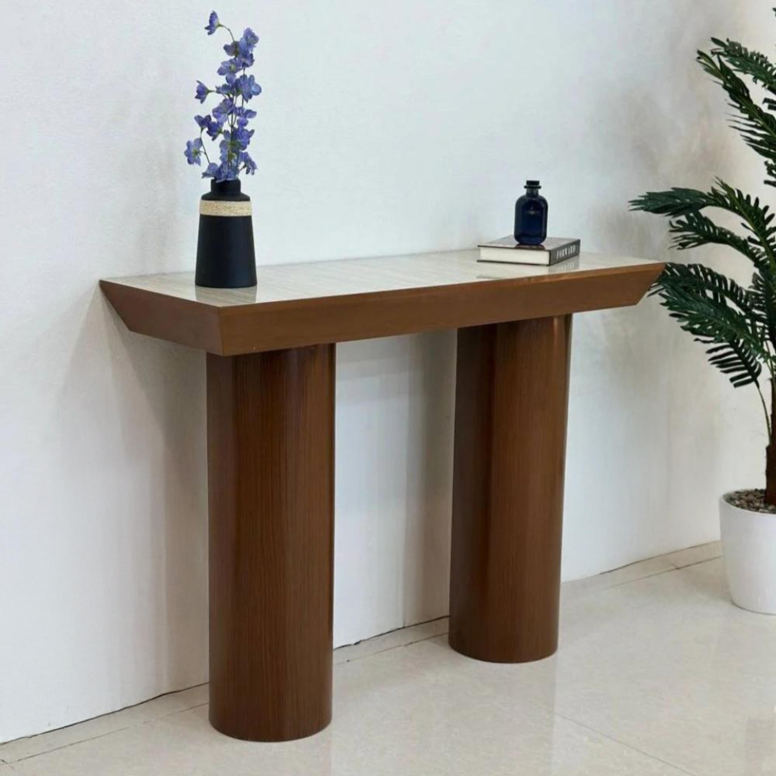 Wooden Top Console Table - 140x40x90 cms-furniture-livingroom-consoletablesandmirrors-image-3