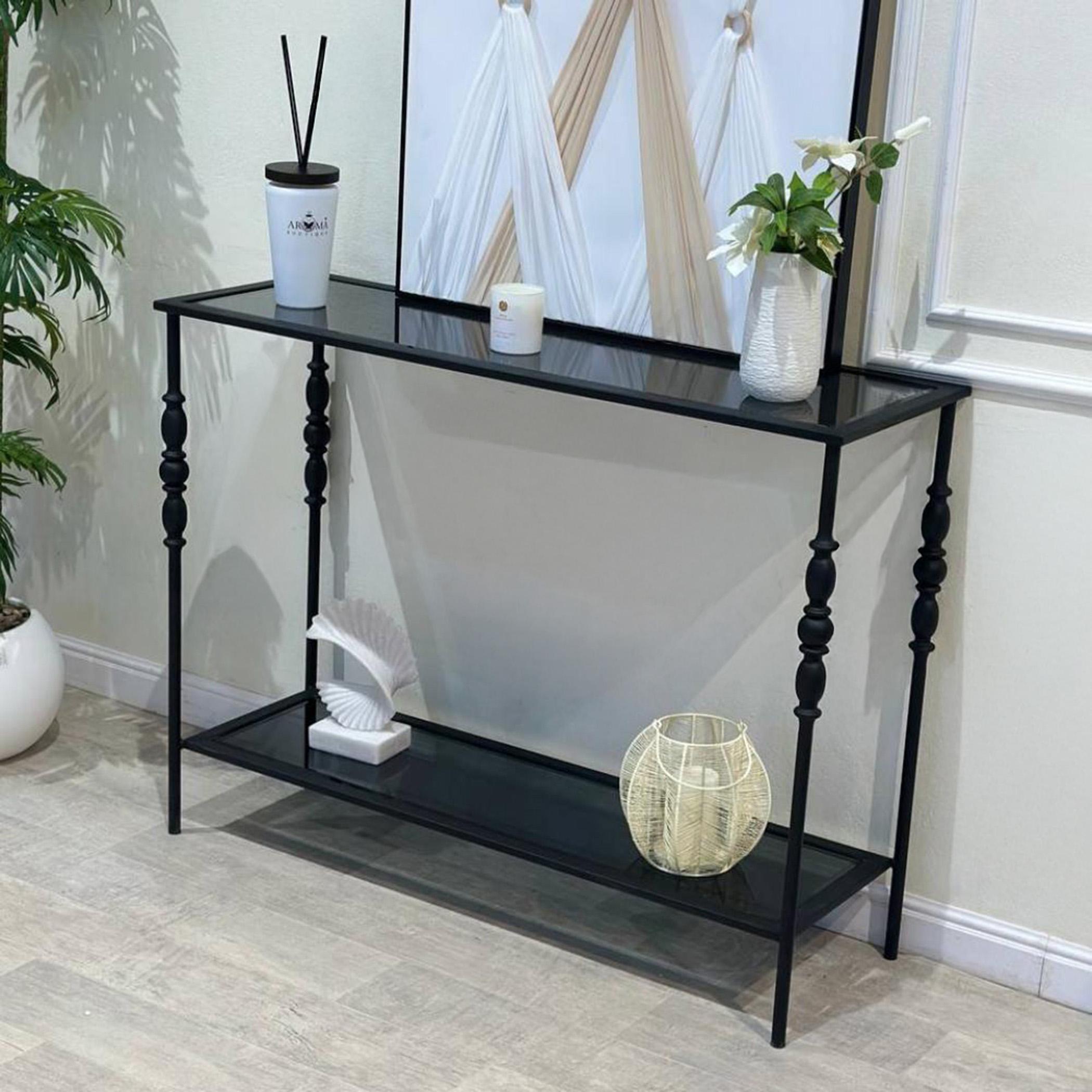 Glass Top 2-Tier Console Table-furniture-livingroom-consoletablesandmirrors-image-1
