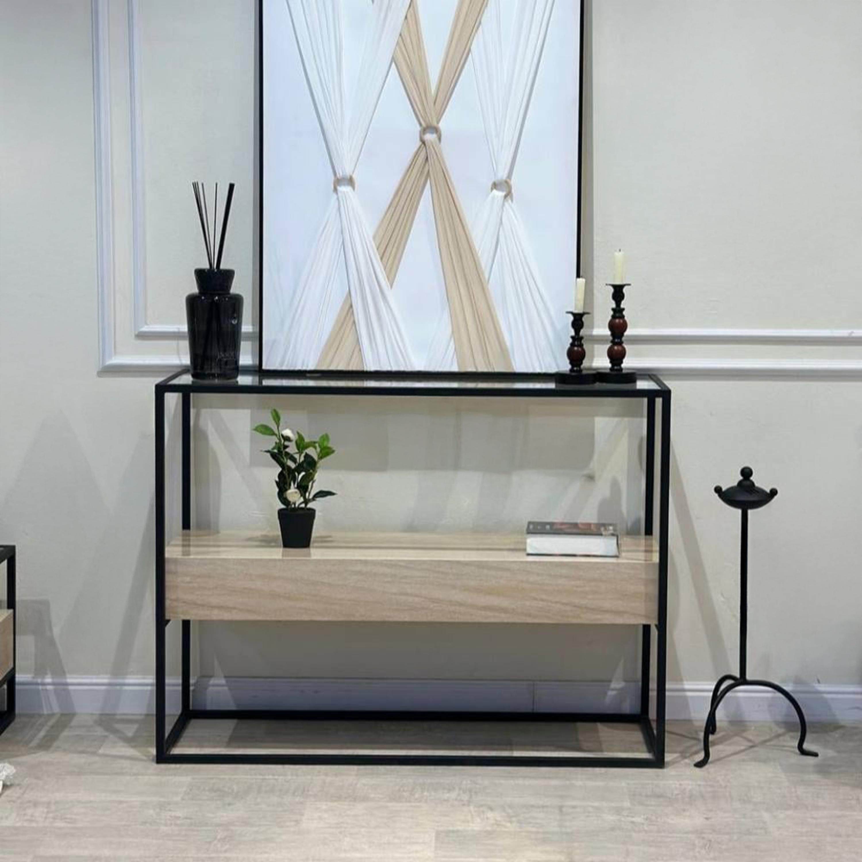 Glass Top 2-Tier Console Table - 120x40x90 cms-furniture-livingroom-consoletablesandmirrors-image-2