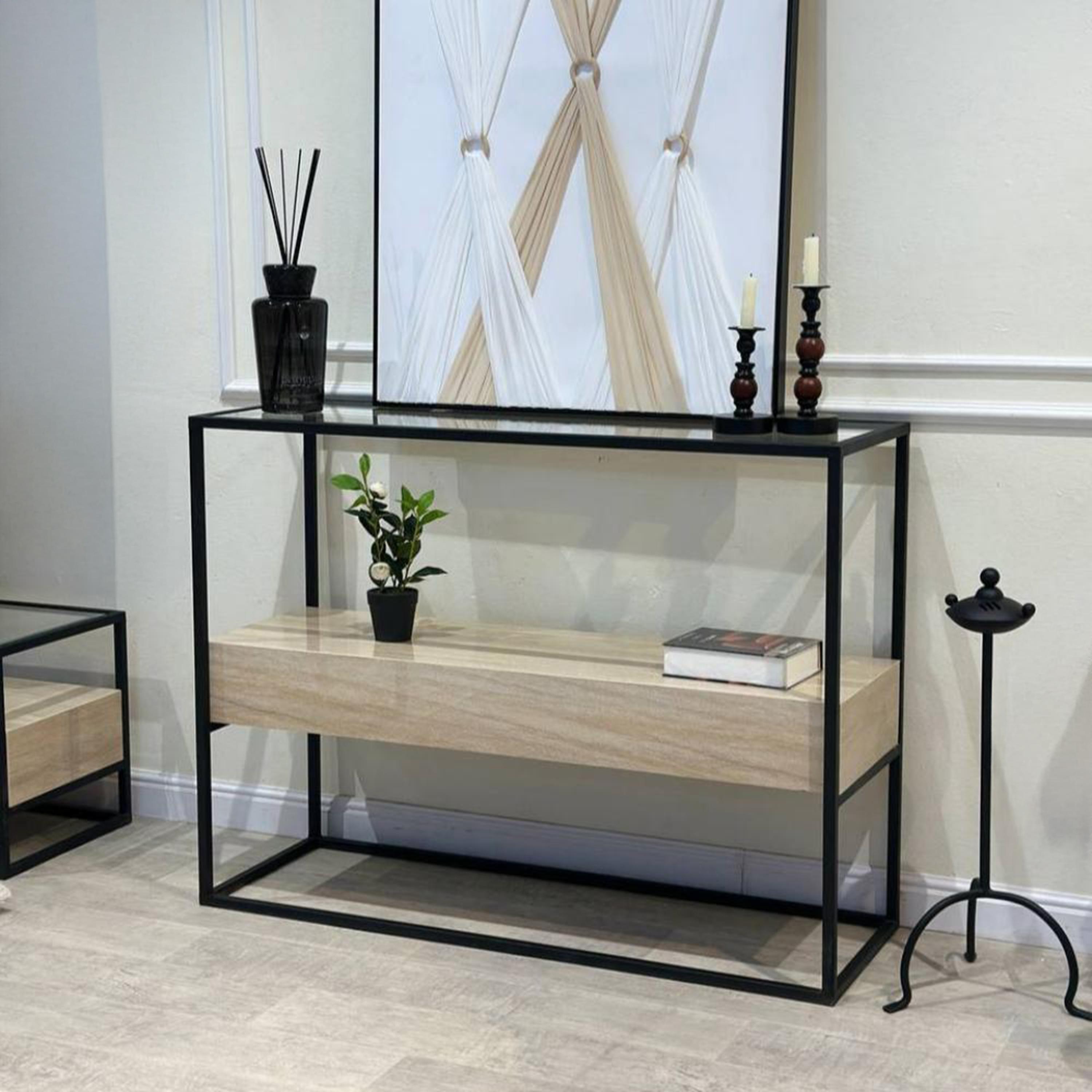 Glass Top 2-Tier Console Table - 120x40x90 cms-furniture-livingroom-consoletablesandmirrors-image-3