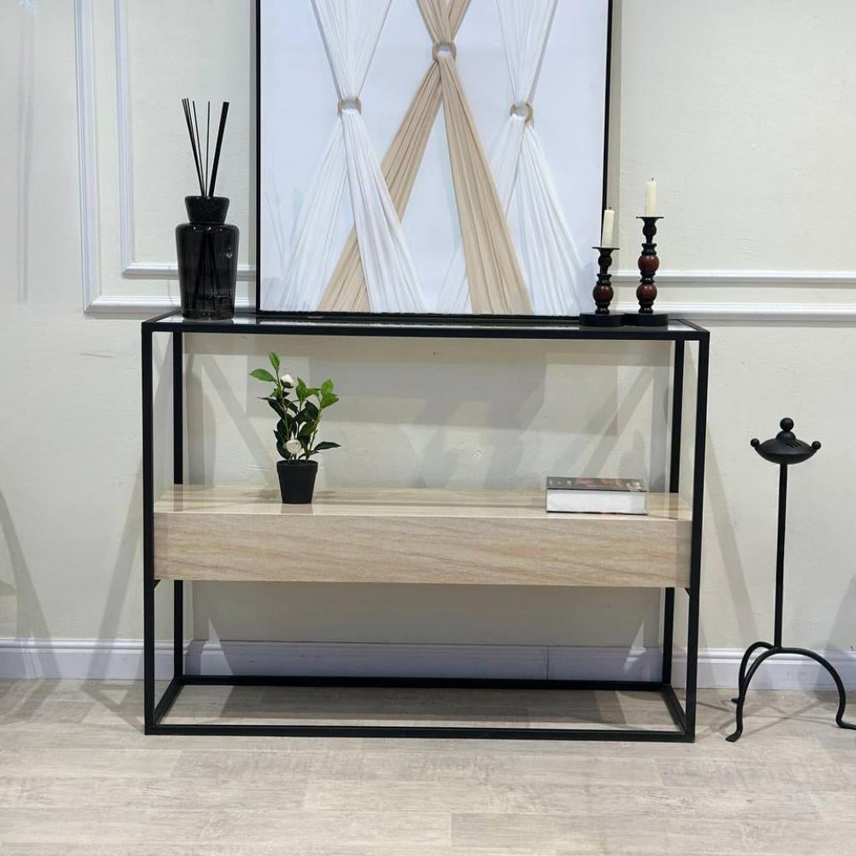 Glass Top 2-Tier Console Table - 120x40x90 cms-furniture-livingroom-consoletablesandmirrors-image-4