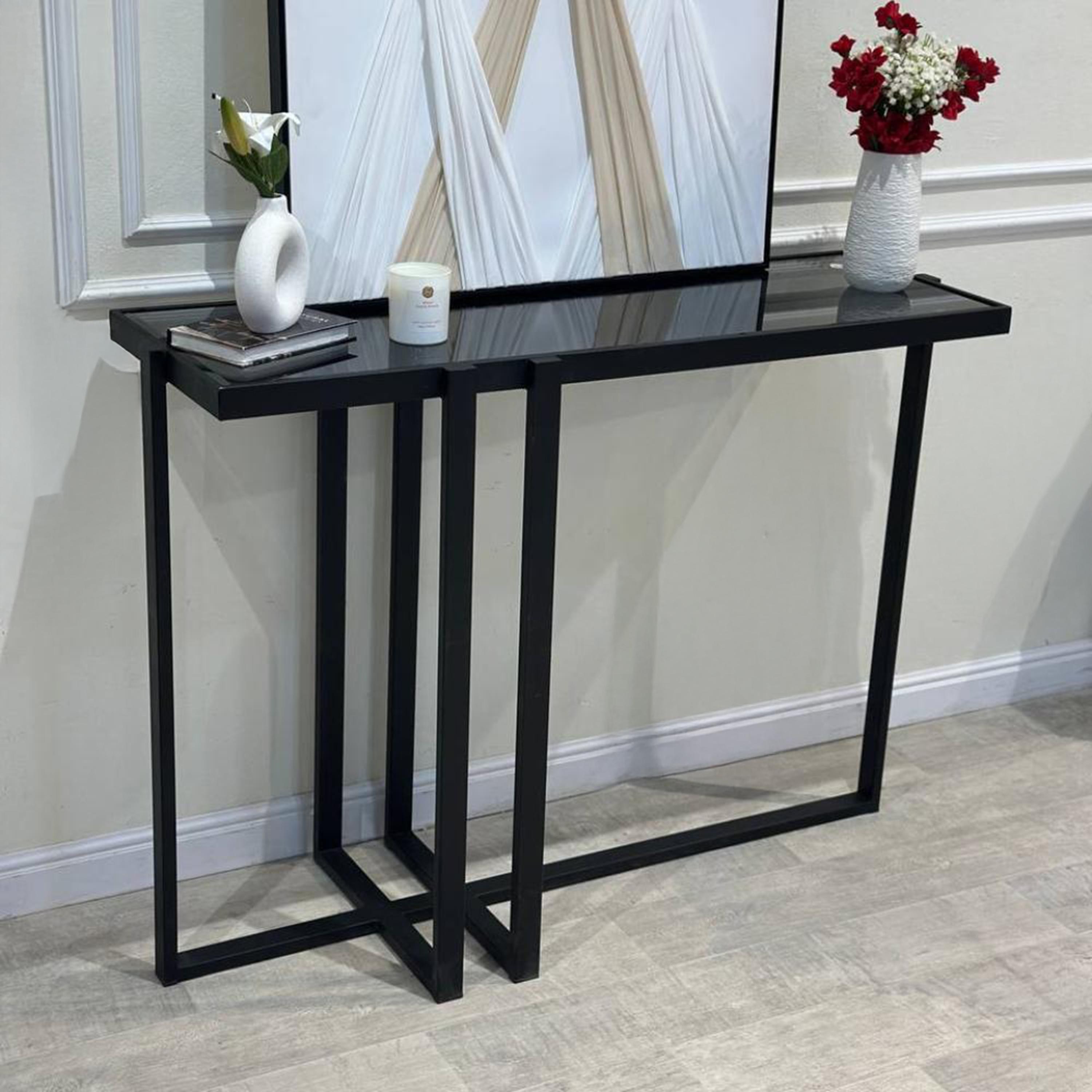 Glass Top Console Table - 122x40x90 cms-furniture-livingroom-consoletablesandmirrors-image-1