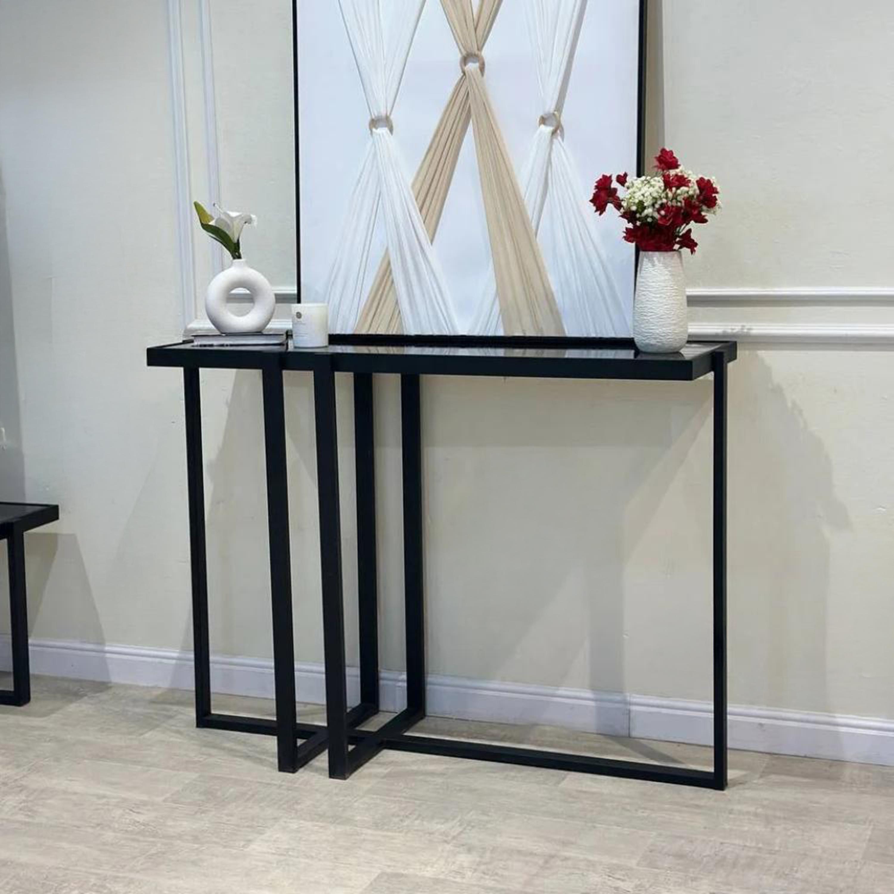 Glass Top Console Table - 122x40x90 cms-furniture-livingroom-consoletablesandmirrors-image-2