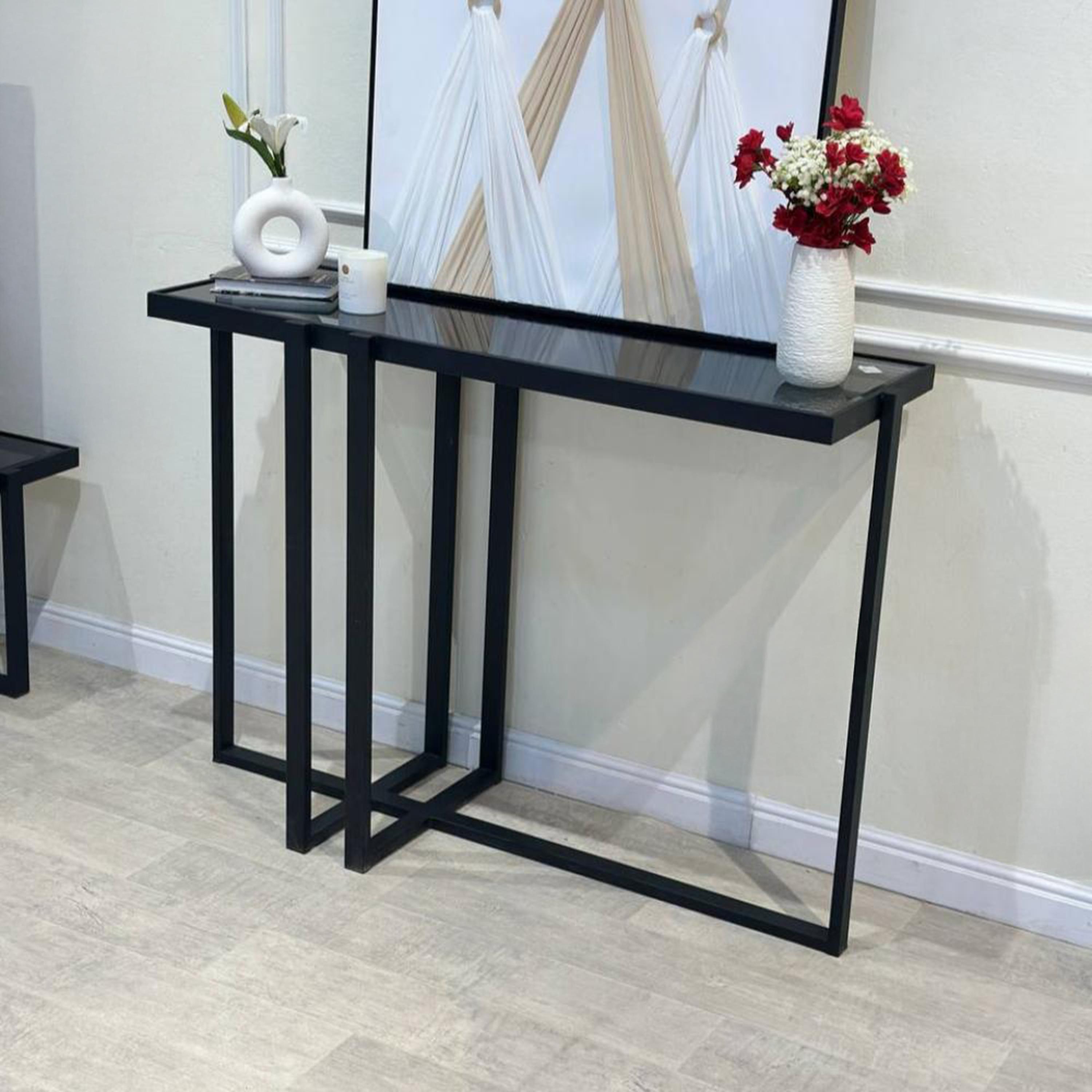 Glass Top Console Table - 122x40x90 cms-furniture-livingroom-consoletablesandmirrors-image-3