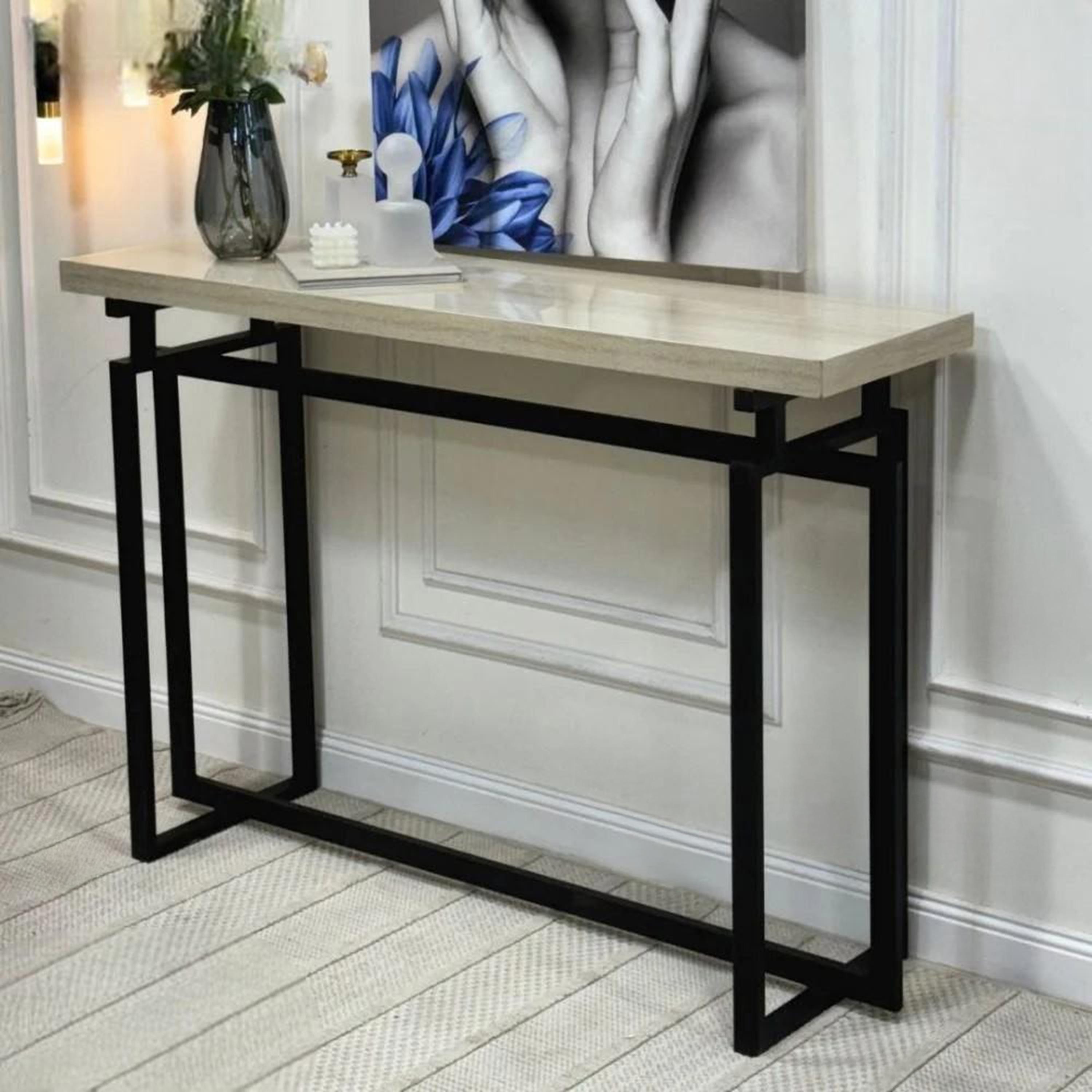 Marble Top Console Table - 140x40x100 cms-furniture-livingroom-consoletablesandmirrors-image-1