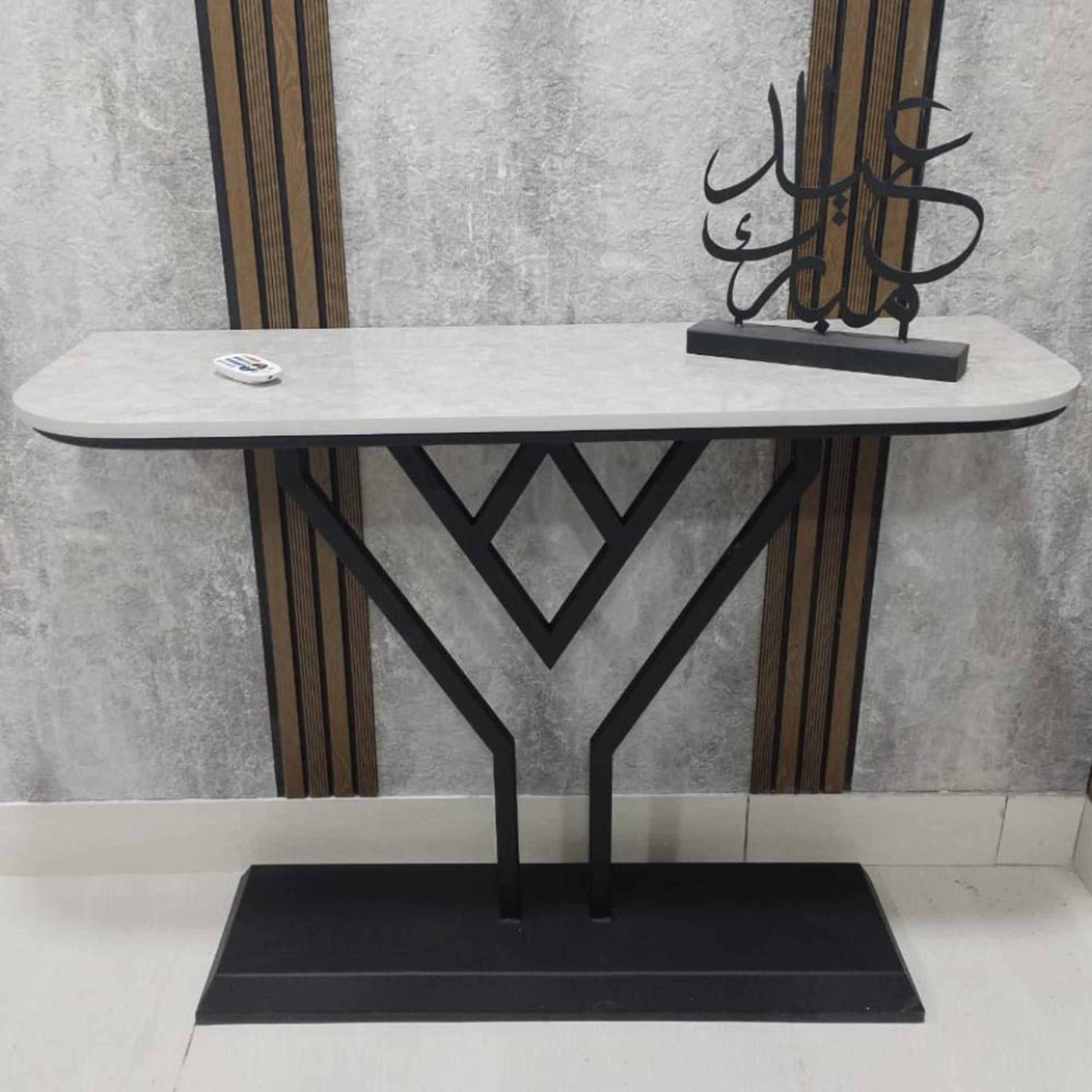 Wooden Top Console Table with Pedestal Base - 120x35x90 cms-furniture-livingroom-consoletablesandmirrors-image-1