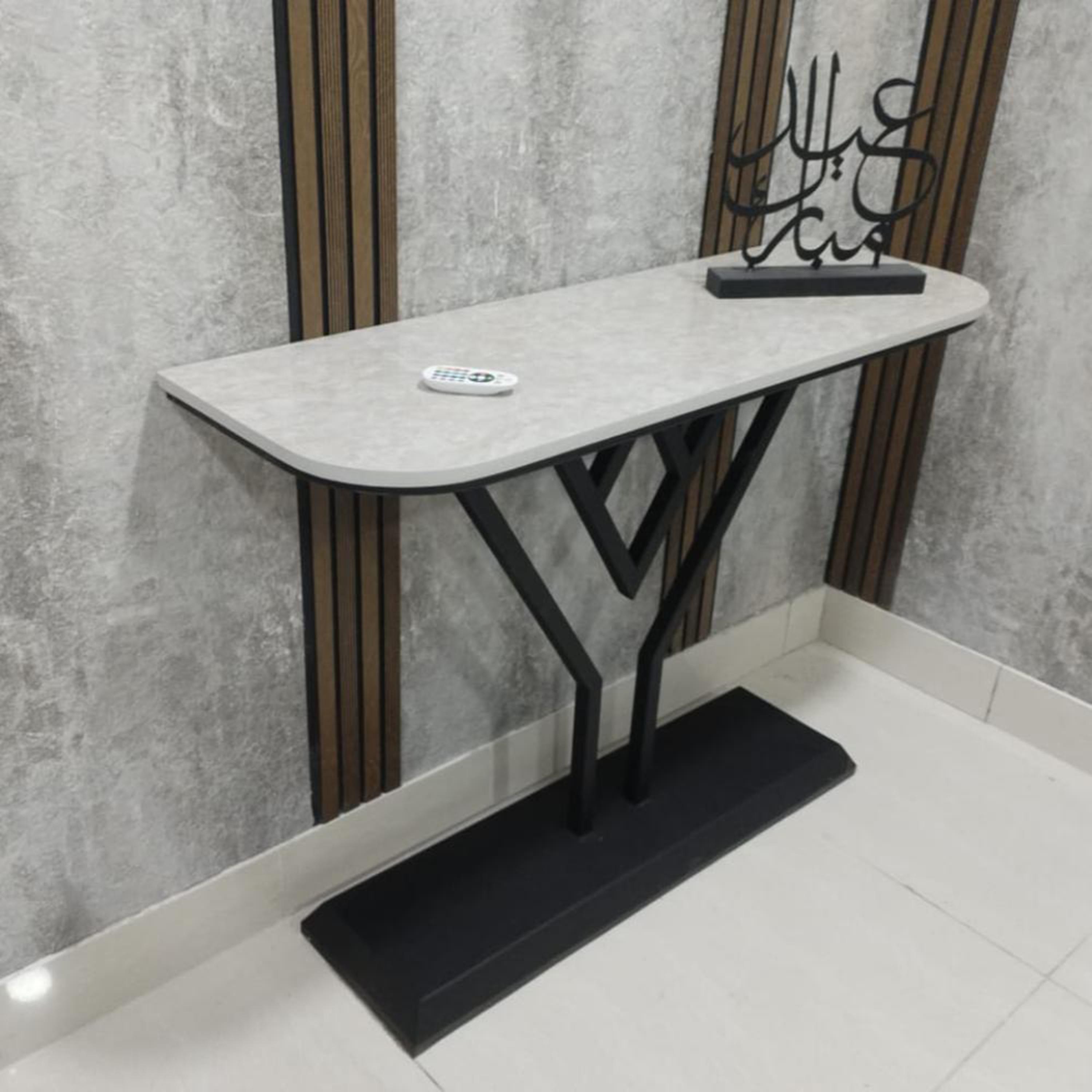 Wooden Top Console Table with Pedestal Base - 120x35x90 cms-furniture-livingroom-consoletablesandmirrors-image-2