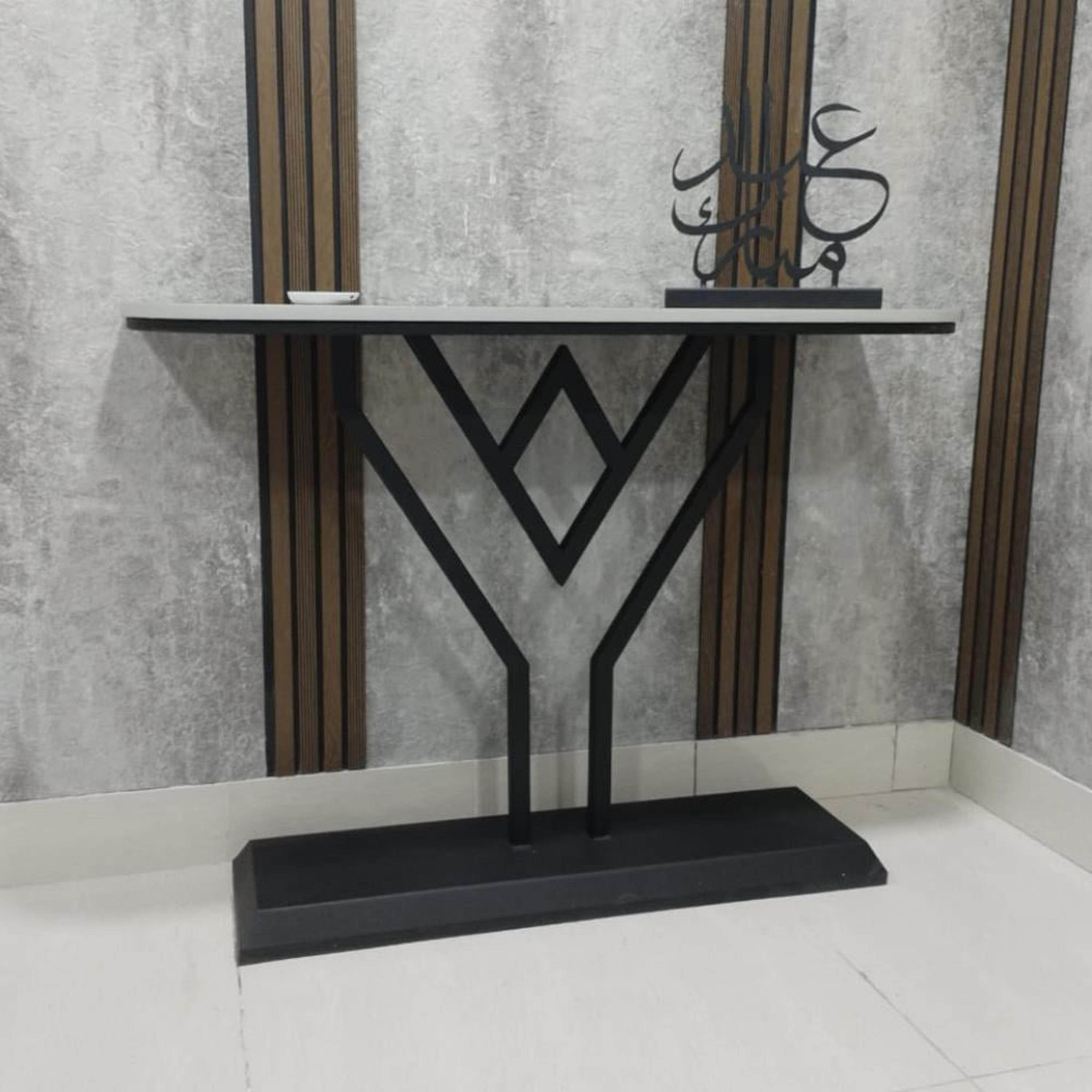 Wooden Top Console Table with Pedestal Base - 120x35x90 cms-furniture-livingroom-consoletablesandmirrors-image-3