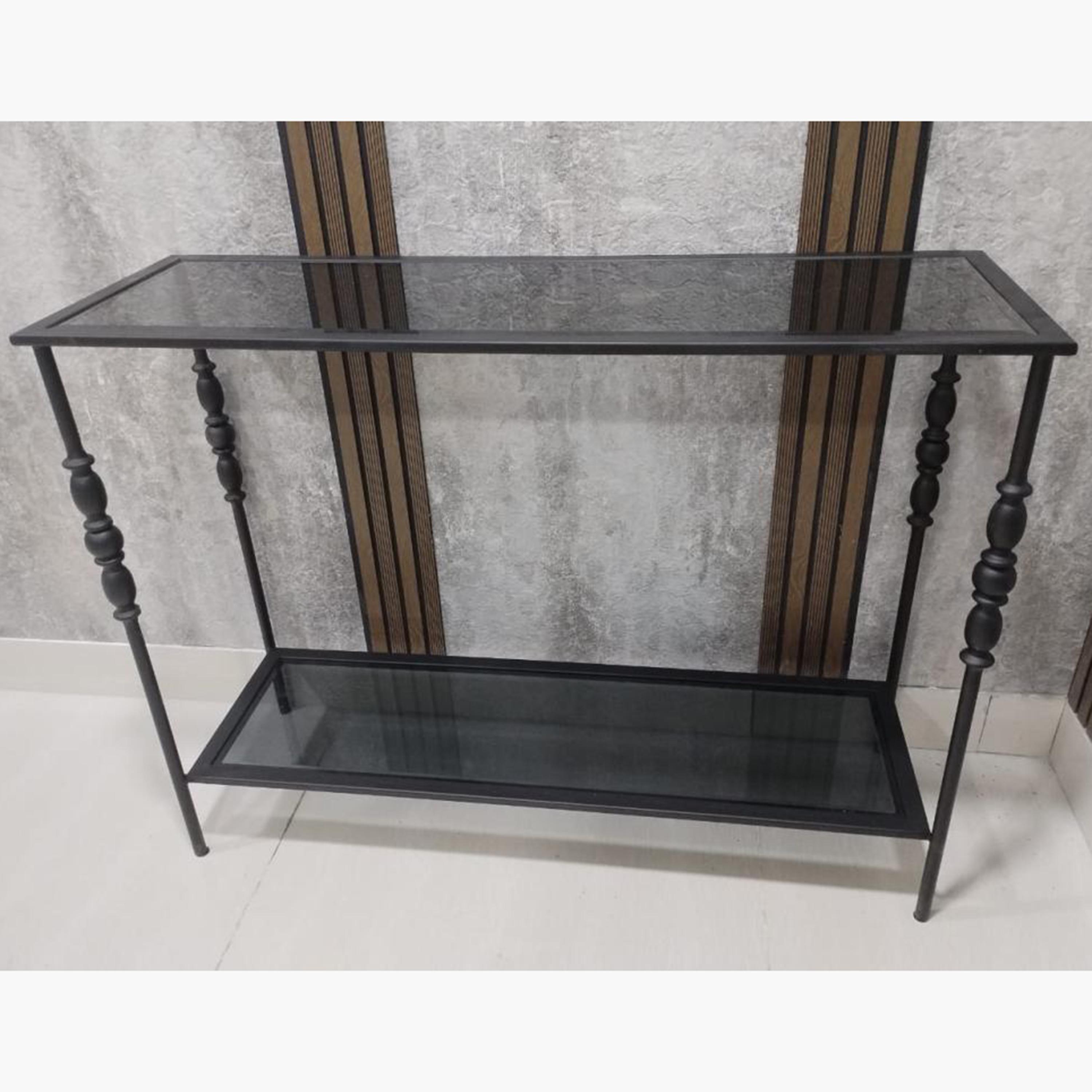 Glass Top 2-Tier Console Table - 120x35x90 cms-furniture-livingroom-consoletablesandmirrors-image-1