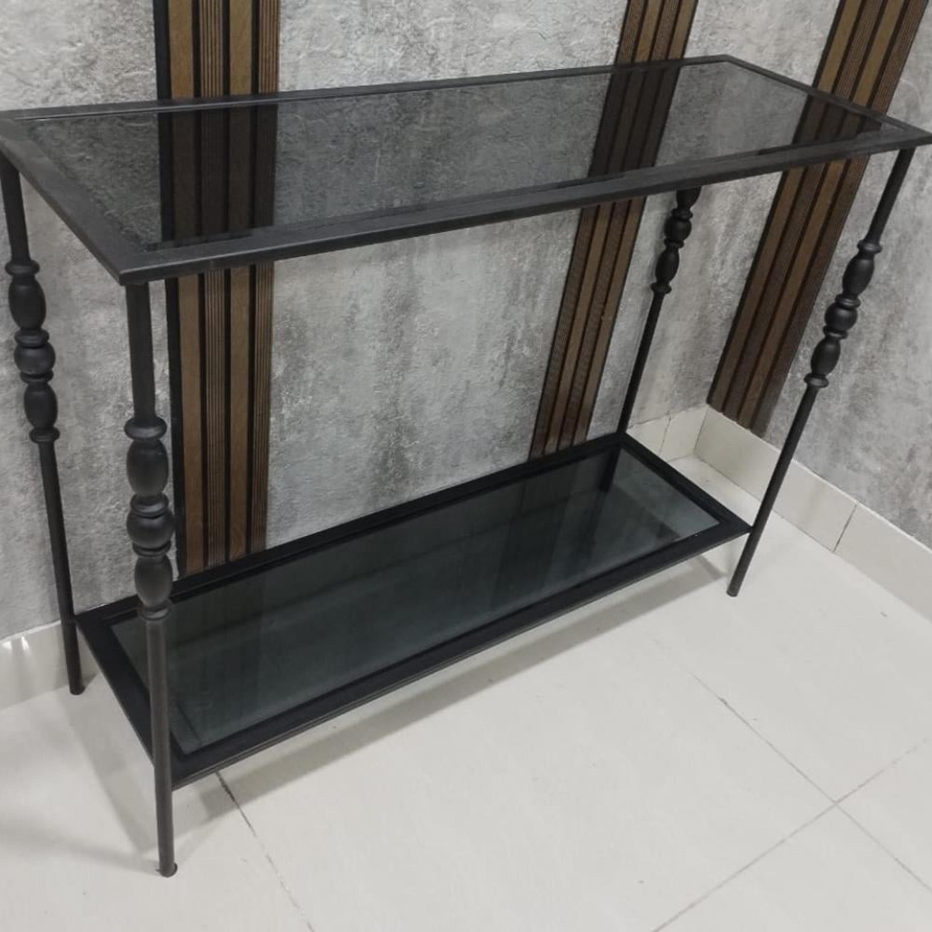 Glass Top 2-Tier Console Table - 120x35x90 cms-furniture-livingroom-consoletablesandmirrors-image-2