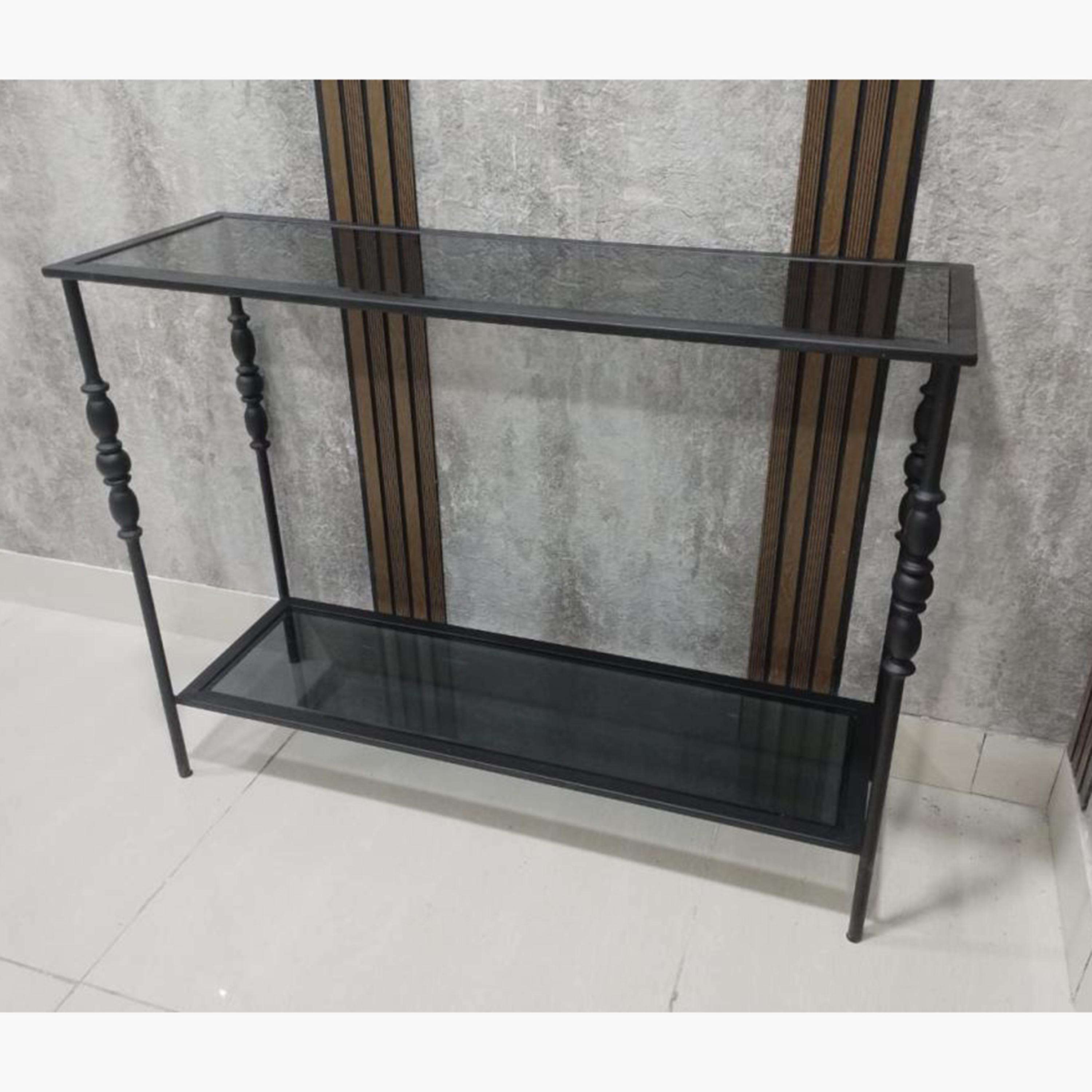 Glass Top 2-Tier Console Table - 120x35x90 cms-furniture-livingroom-consoletablesandmirrors-image-3
