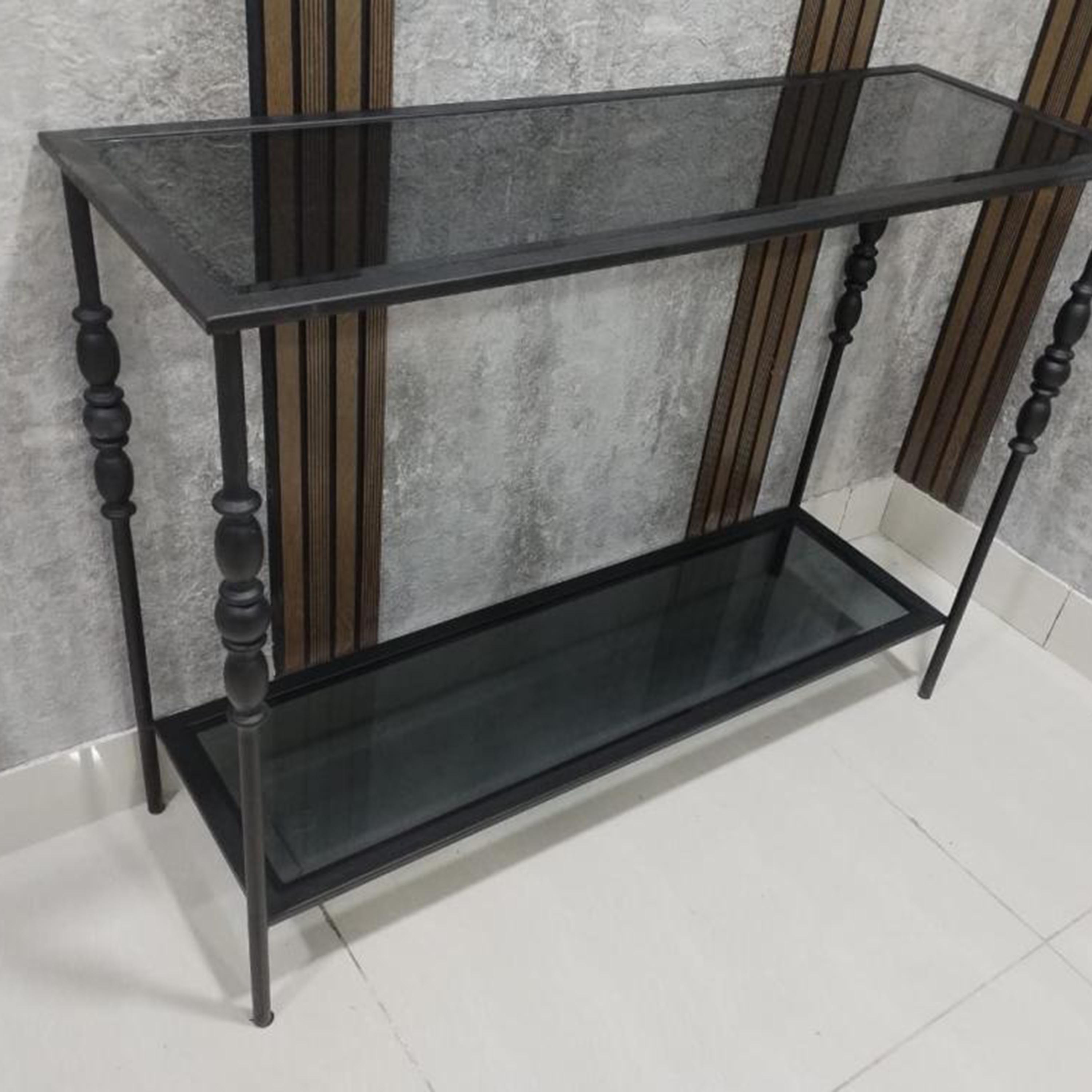 Glass Top 2-Tier Console Table - 120x35x90 cms-furniture-livingroom-consoletablesandmirrors-image-5
