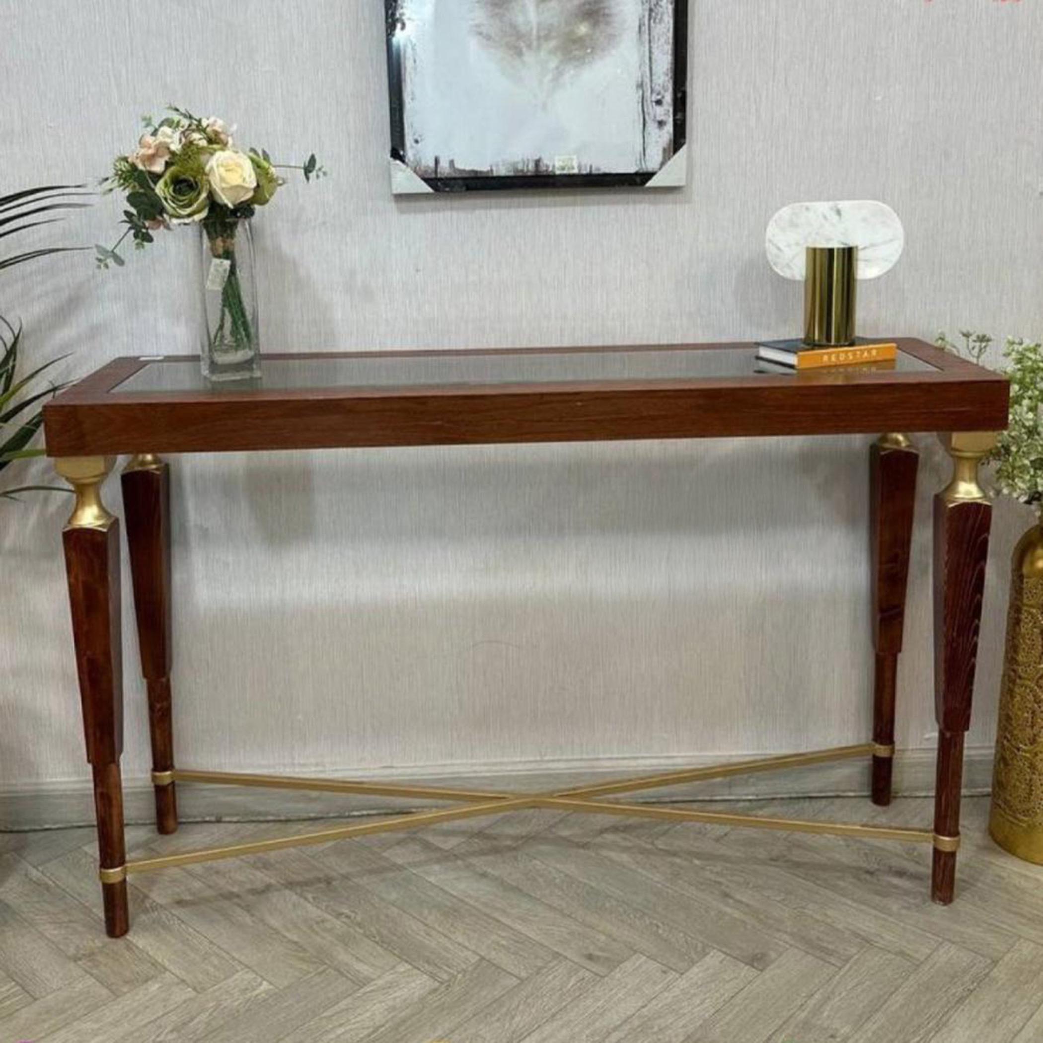 Glass Top Console Table - 140x40x87 cms-furniture-livingroom-consoletablesandmirrors-image-1