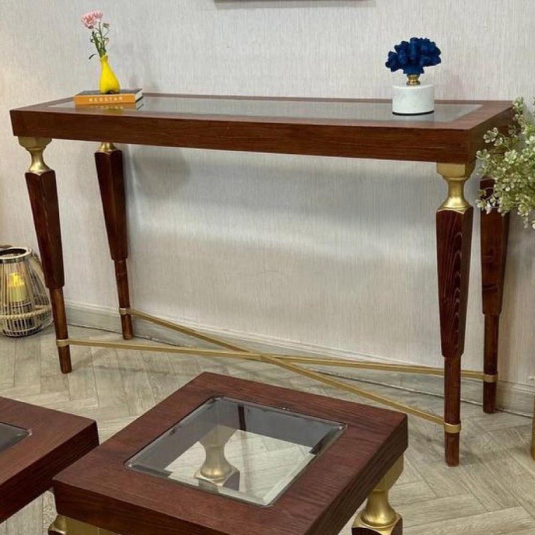 Glass Top Console Table - 140x40x87 cms-furniture-livingroom-consoletablesandmirrors-image-2
