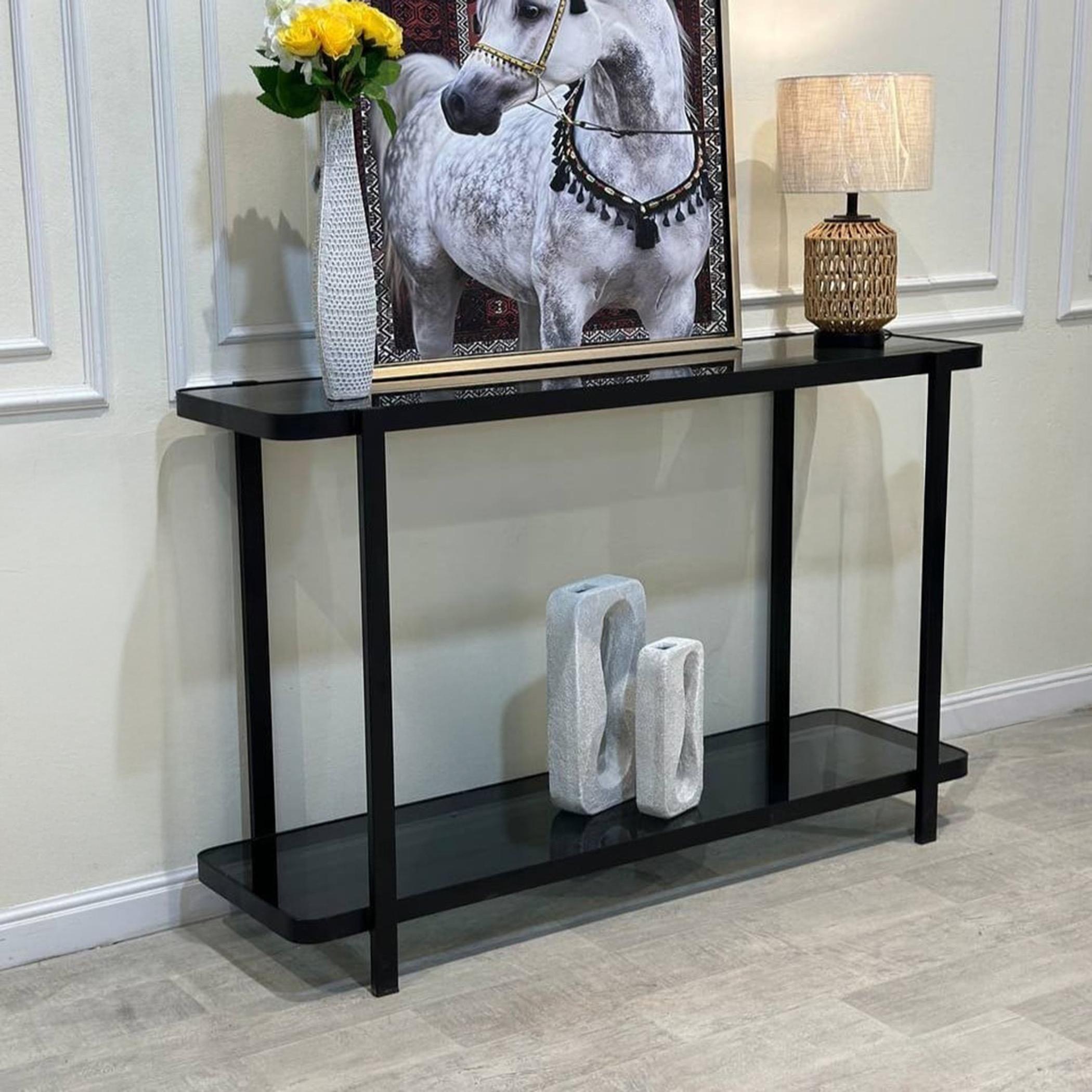 Glass Top Console Table - 145x40x94 cms-furniture-livingroom-consoletablesandmirrors-image-1