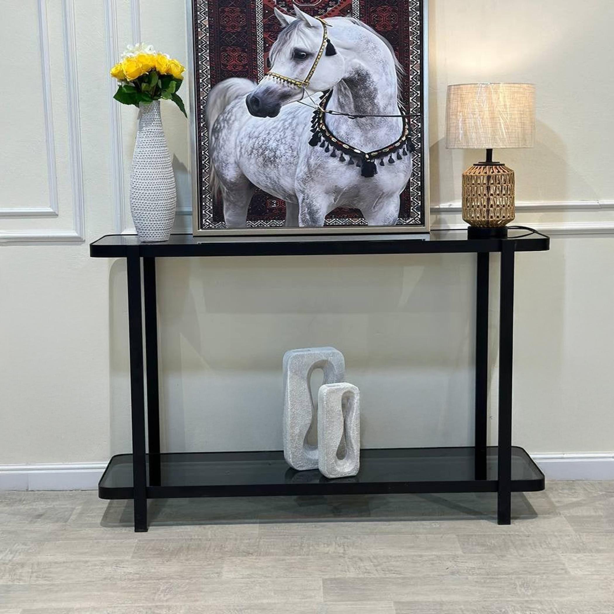 Glass Top Console Table - 145x40x94 cms-furniture-livingroom-consoletablesandmirrors-image-2