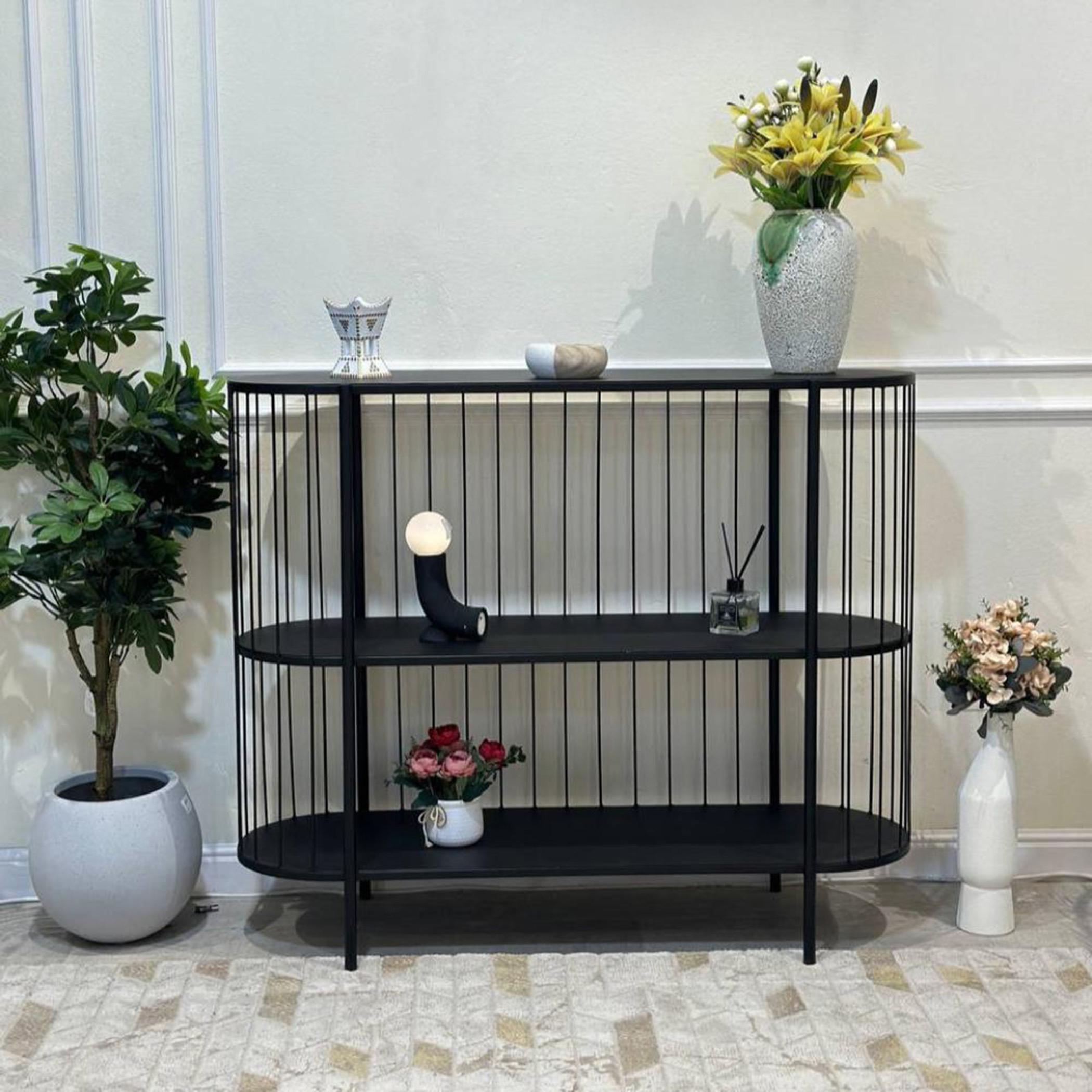 Metal Top 3-Tier Console Table - 120x38x100 cms-furniture-livingroom-consoletablesandmirrors-image-1