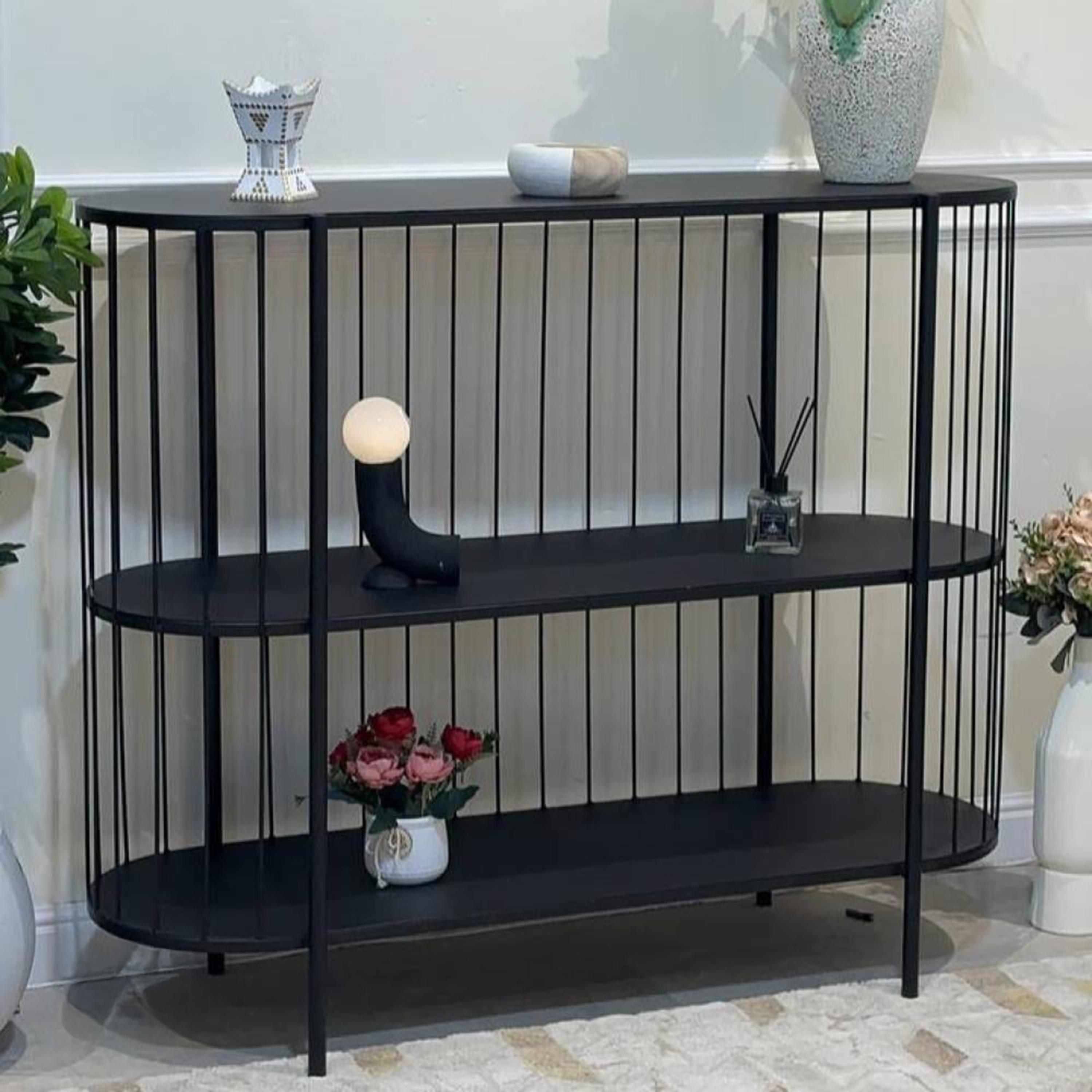Metal Top 3-Tier Console Table - 120x38x100 cms-furniture-livingroom-consoletablesandmirrors-image-2