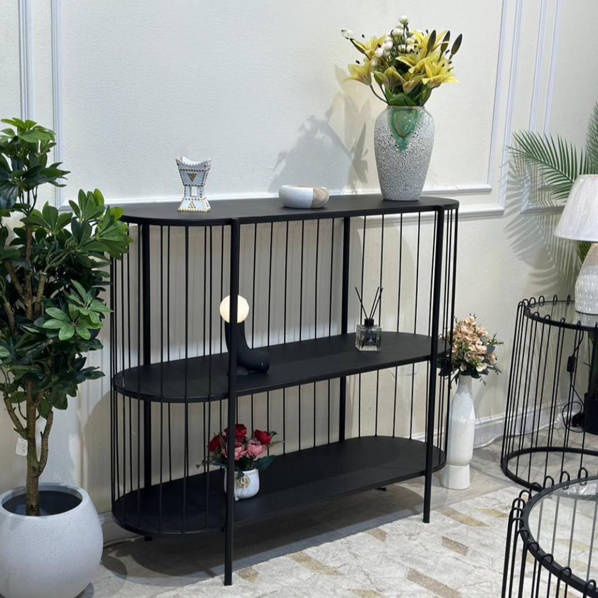 Metal Top 3-Tier Console Table - 120x38x100 cms-furniture-livingroom-consoletablesandmirrors-image-3
