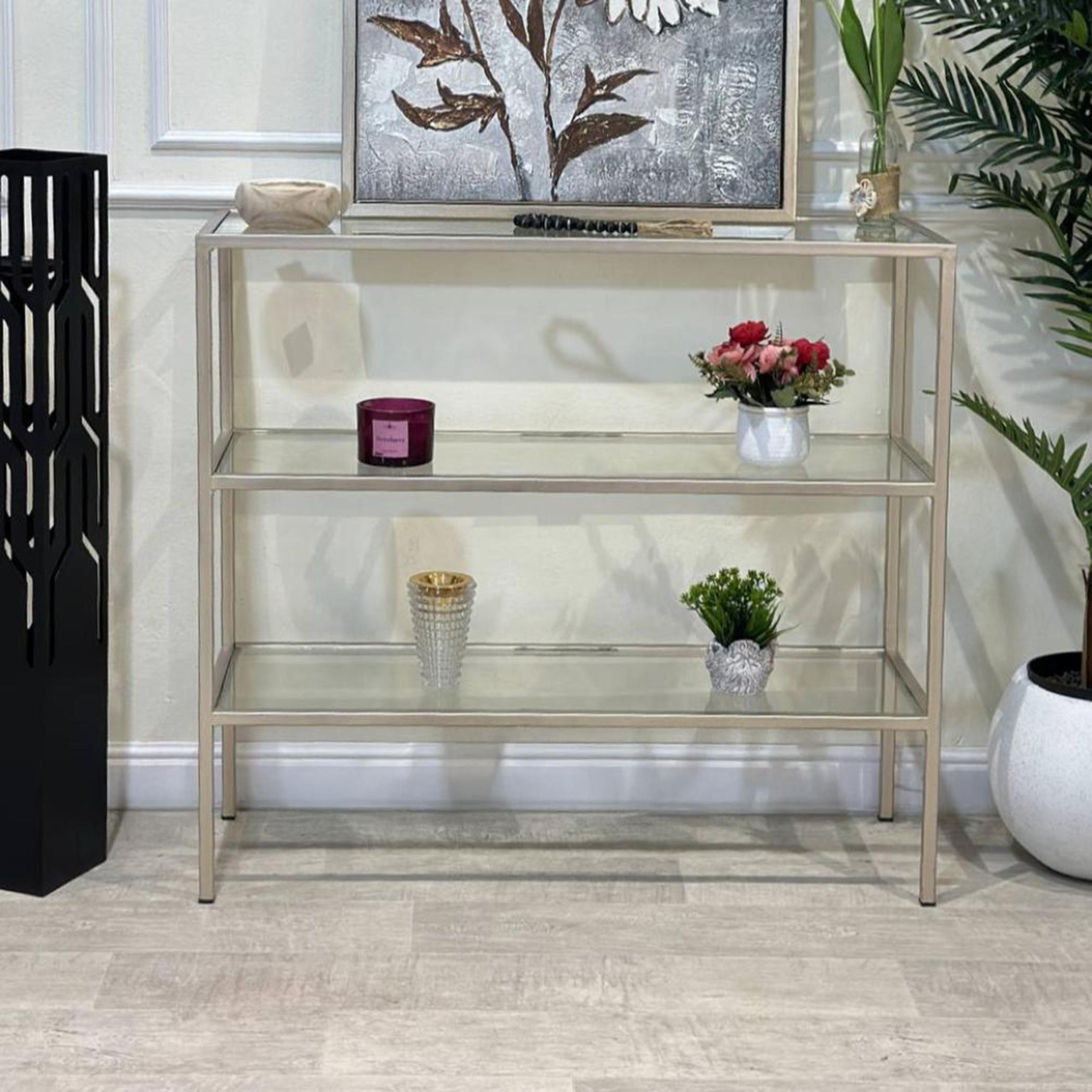 Glass Top 3-Tier Console Table - 100x40x90 cms-furniture-livingroom-consoletablesandmirrors-image-1