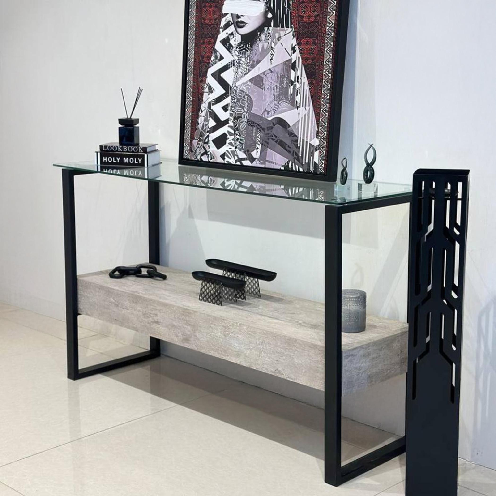 Glass Top 2-Tier Console Table - 125x45x100 cms-furniture-livingroom-consoletablesandmirrors-image-1