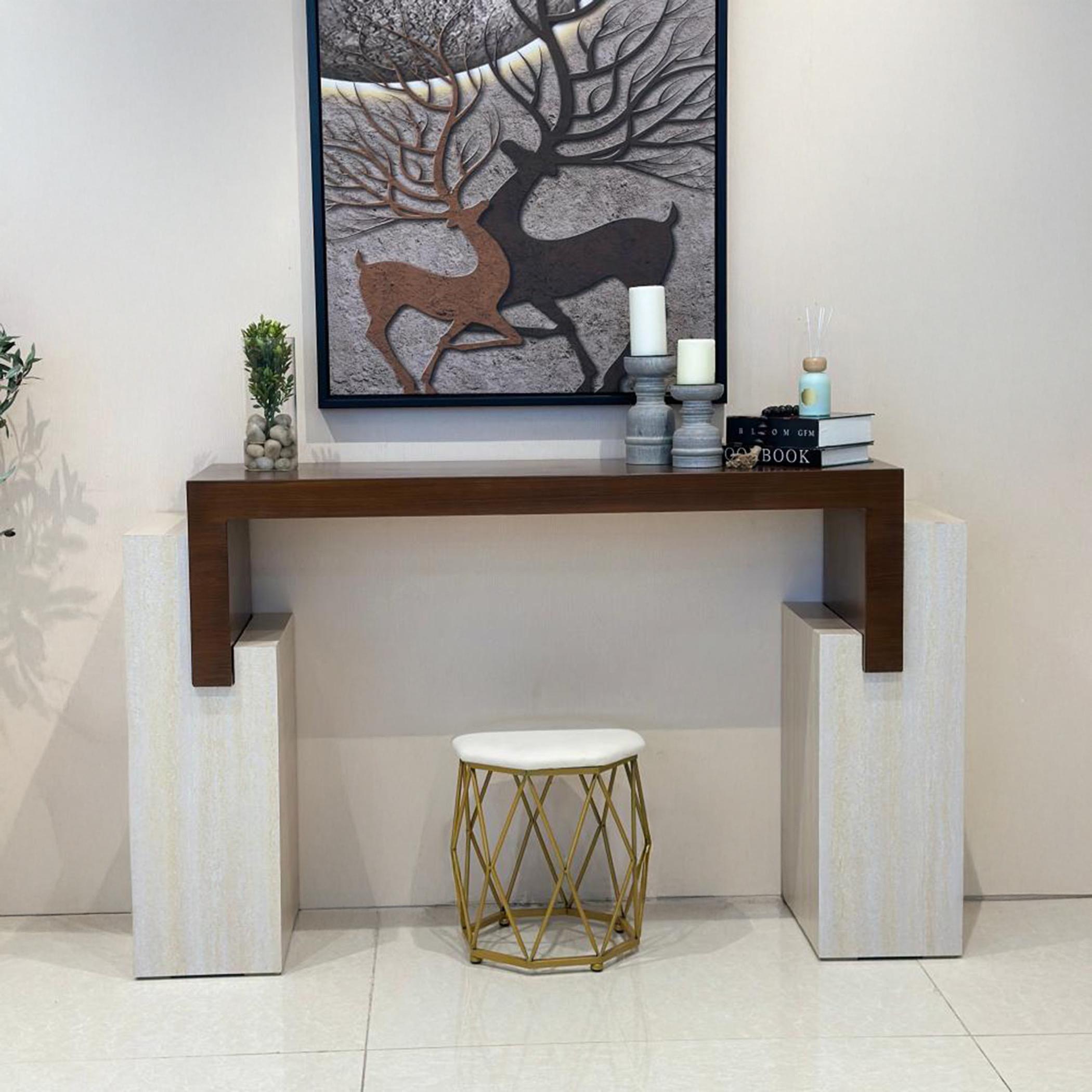Wooden Top Console Table - 152x40x90 cms-furniture-livingroom-consoletablesandmirrors-image-1