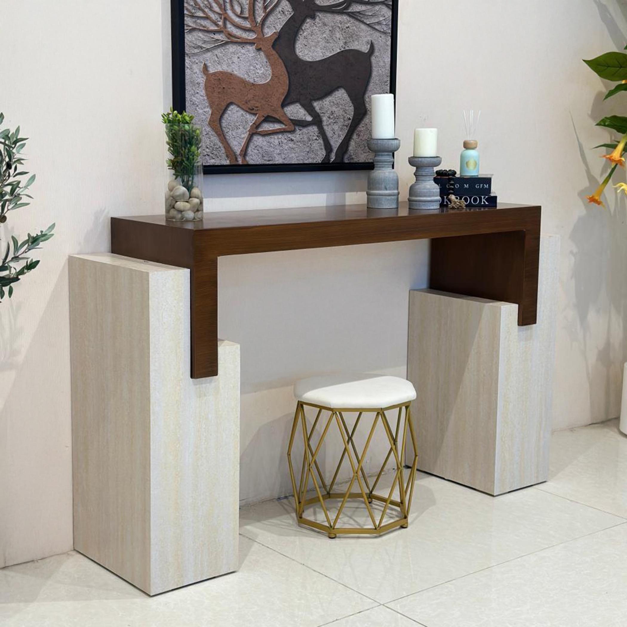 Wooden Top Console Table - 152x40x90 cms-furniture-livingroom-consoletablesandmirrors-image-2