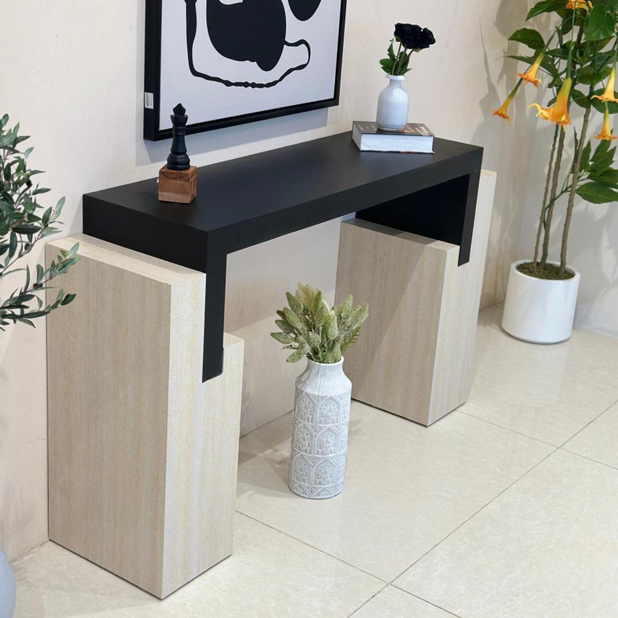 Wooden Top Console Table - 152x40x90 cms-furniture-livingroom-consoletablesandmirrors-image-2