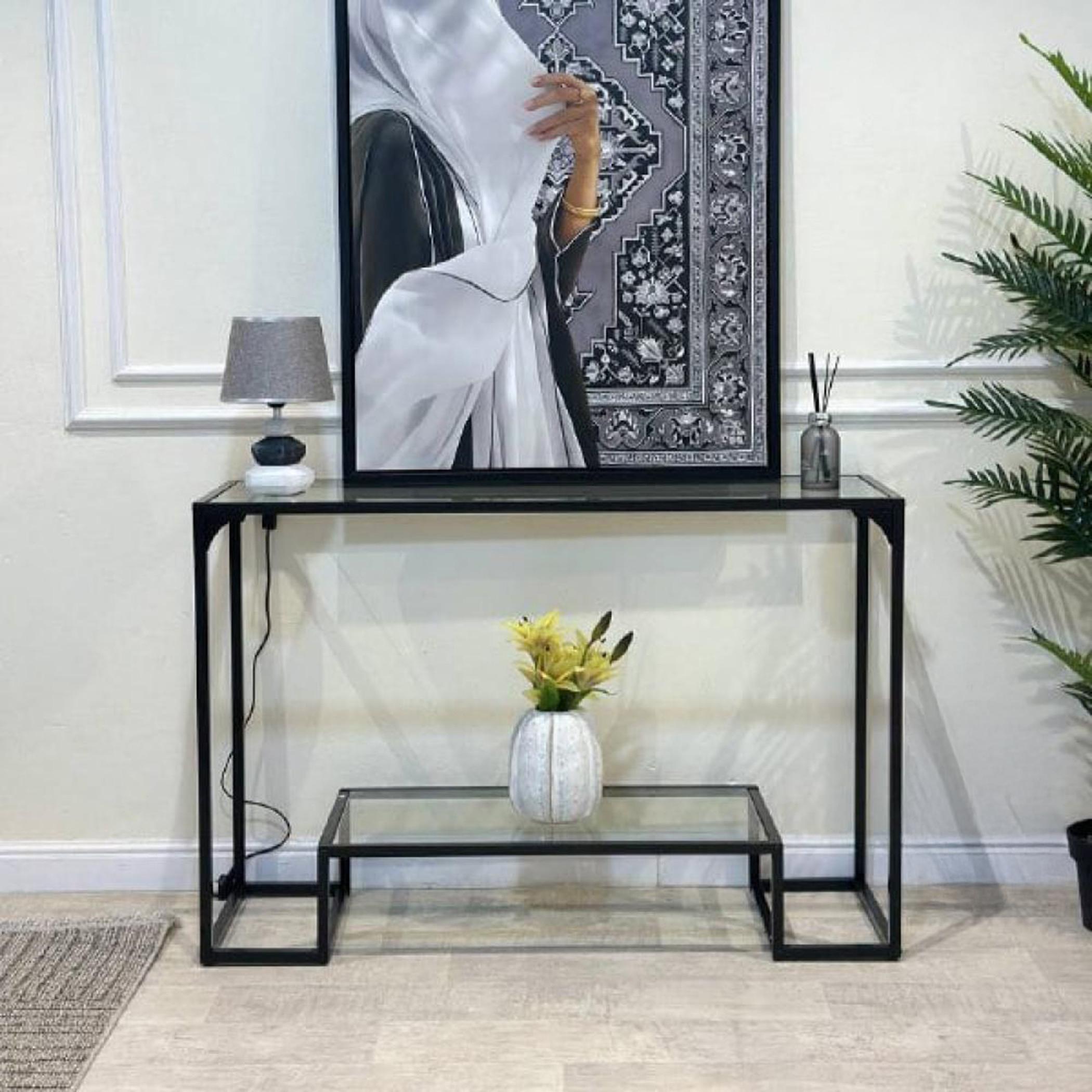 Glass Top 2-Tier Console Table - 120x40x80 cms-furniture-livingroom-consoletablesandmirrors-image-1