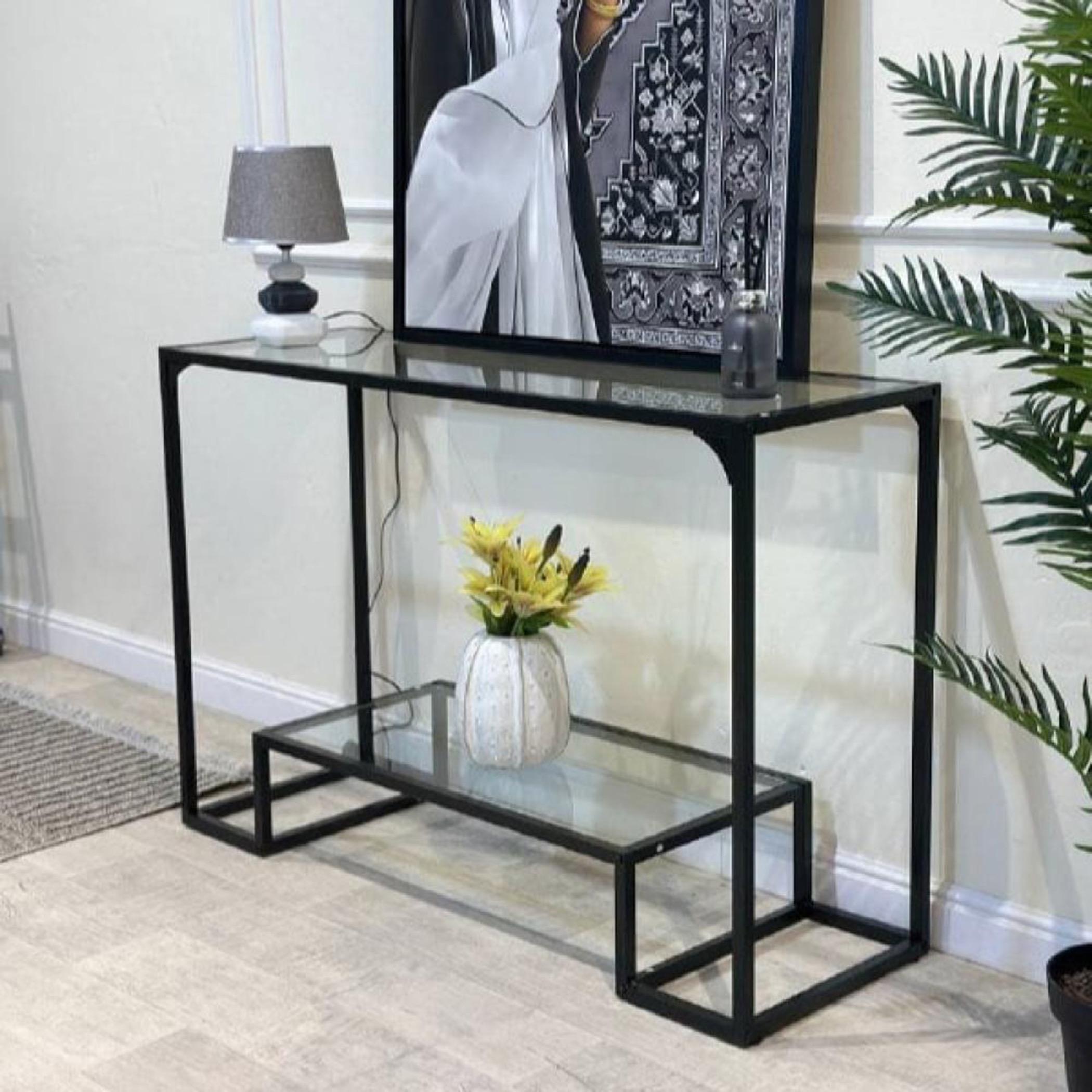 Glass Top 2-Tier Console Table - 120x40x80 cms-furniture-livingroom-consoletablesandmirrors-image-2