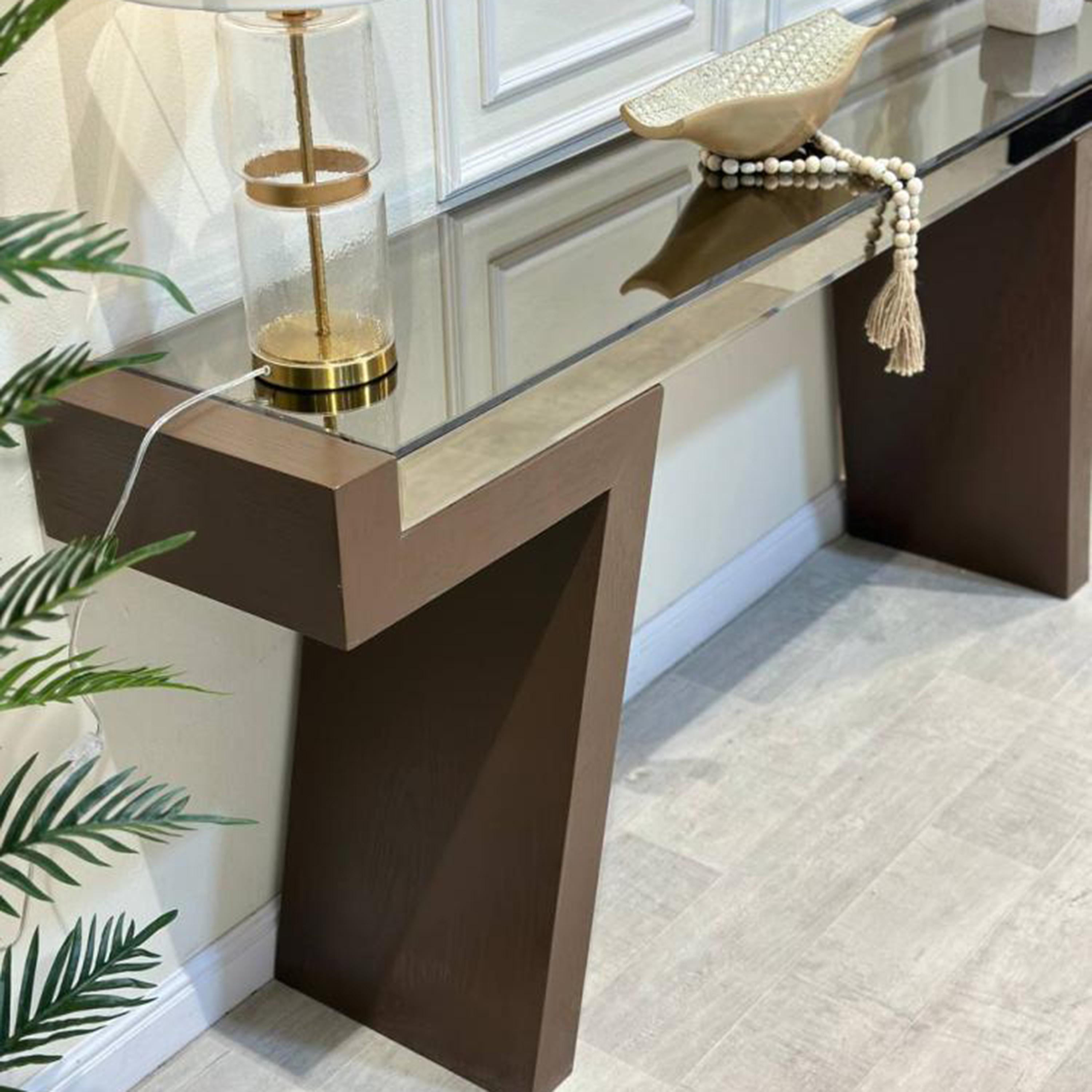 Glass Top Console Table - 200x40x90 cms-furniture-livingroom-consoletablesandmirrors-image-3