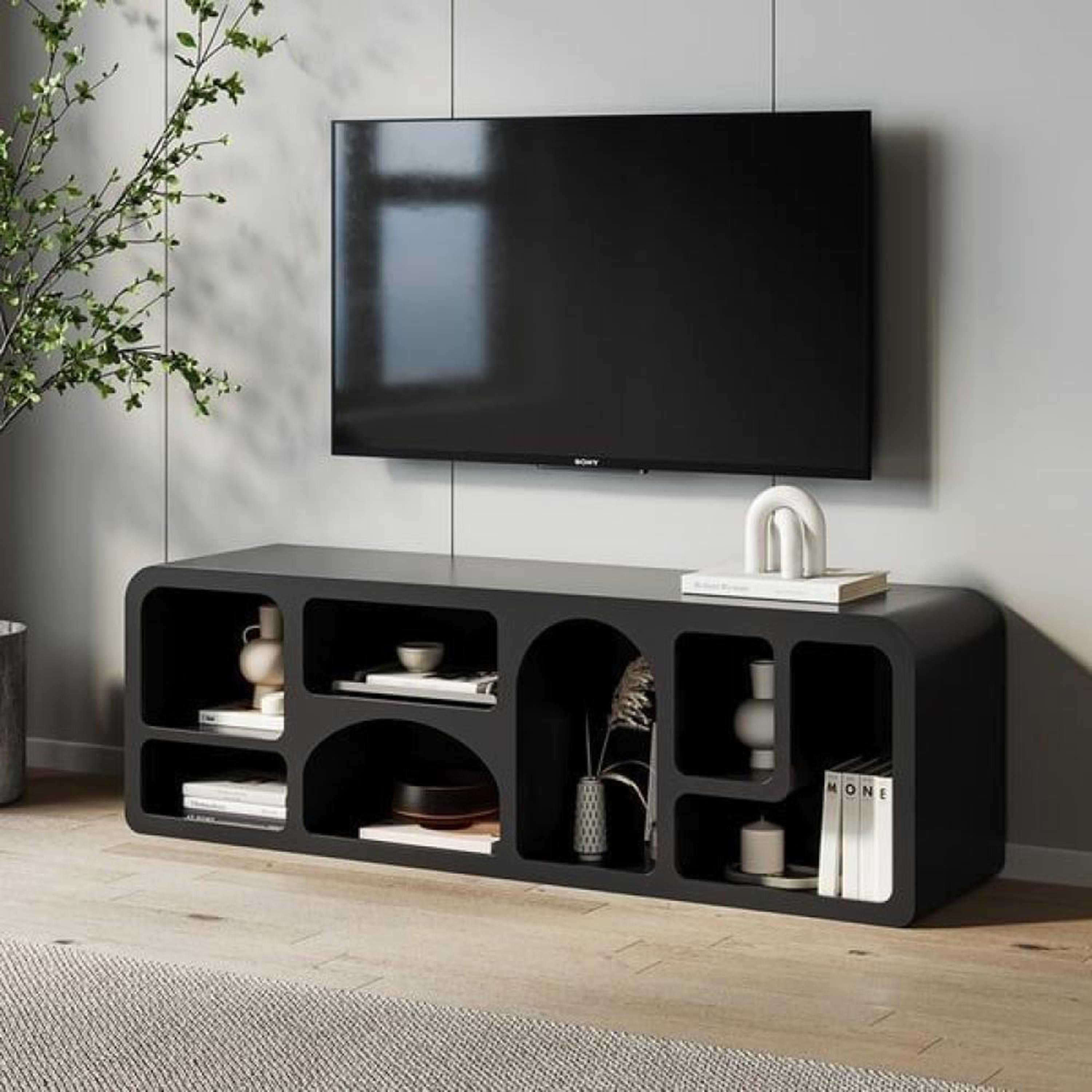 Wooden Display TV Stand - 180x40x60 cms-furniture-livingroom-consoletablesandmirrors-image-1