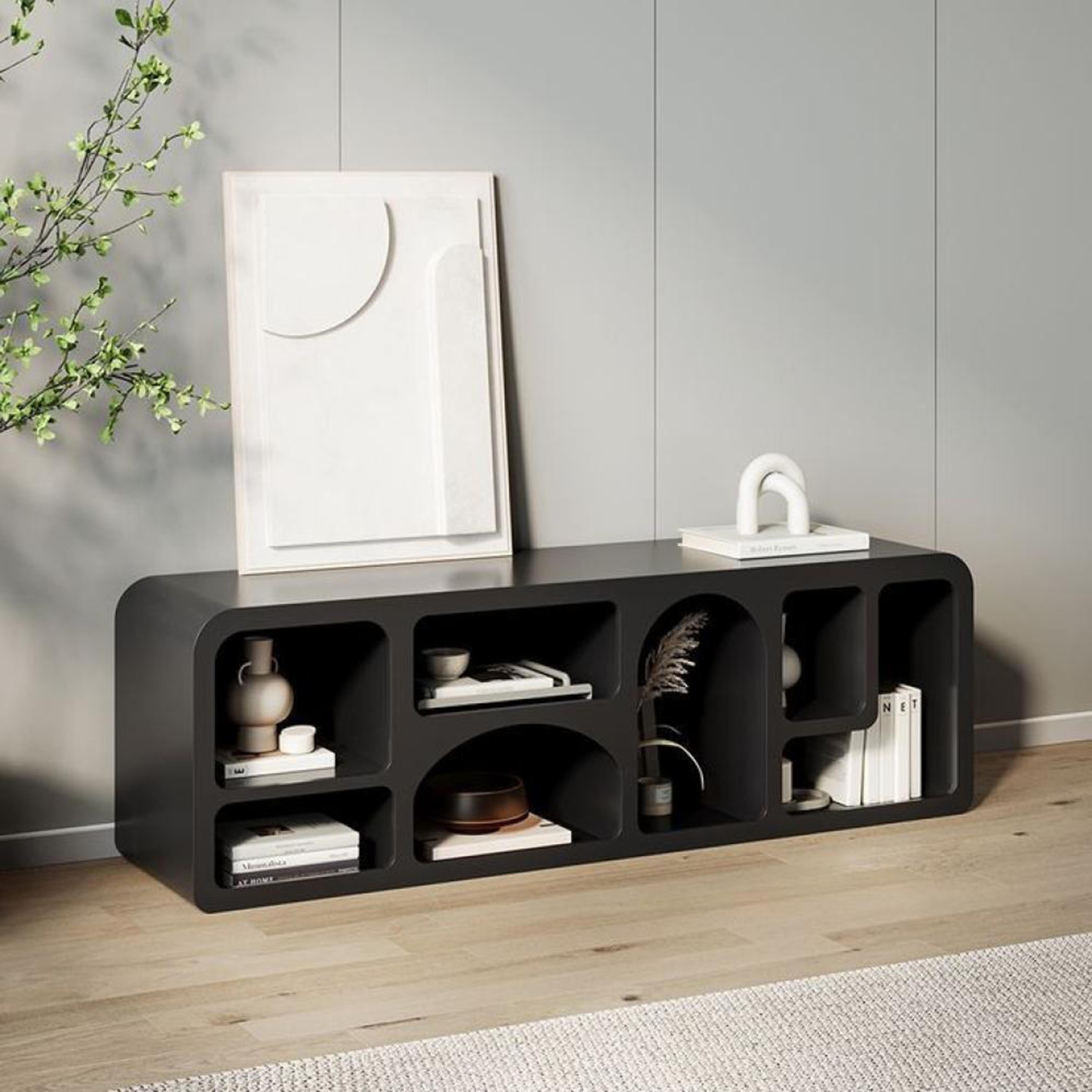 Wooden Display TV Stand - 180x40x60 cms-furniture-livingroom-consoletablesandmirrors-image-2