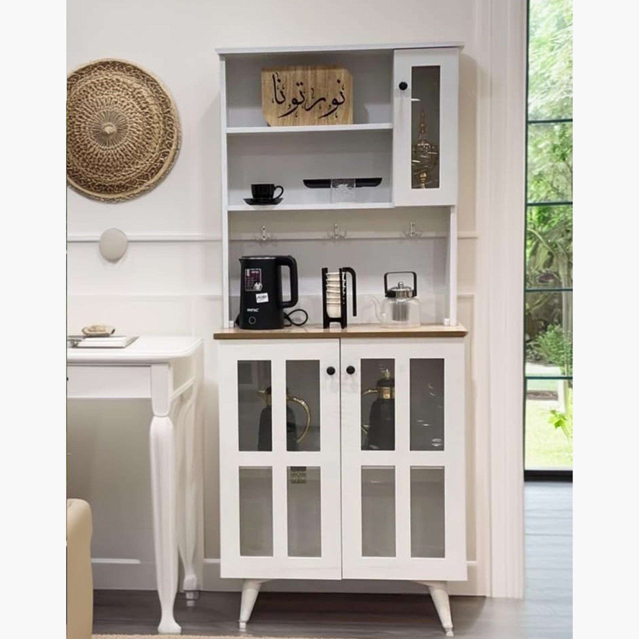 Coffee Corner with Wooden Shelf-furniture-livingroom-storageanddisplaycabinets-image-1