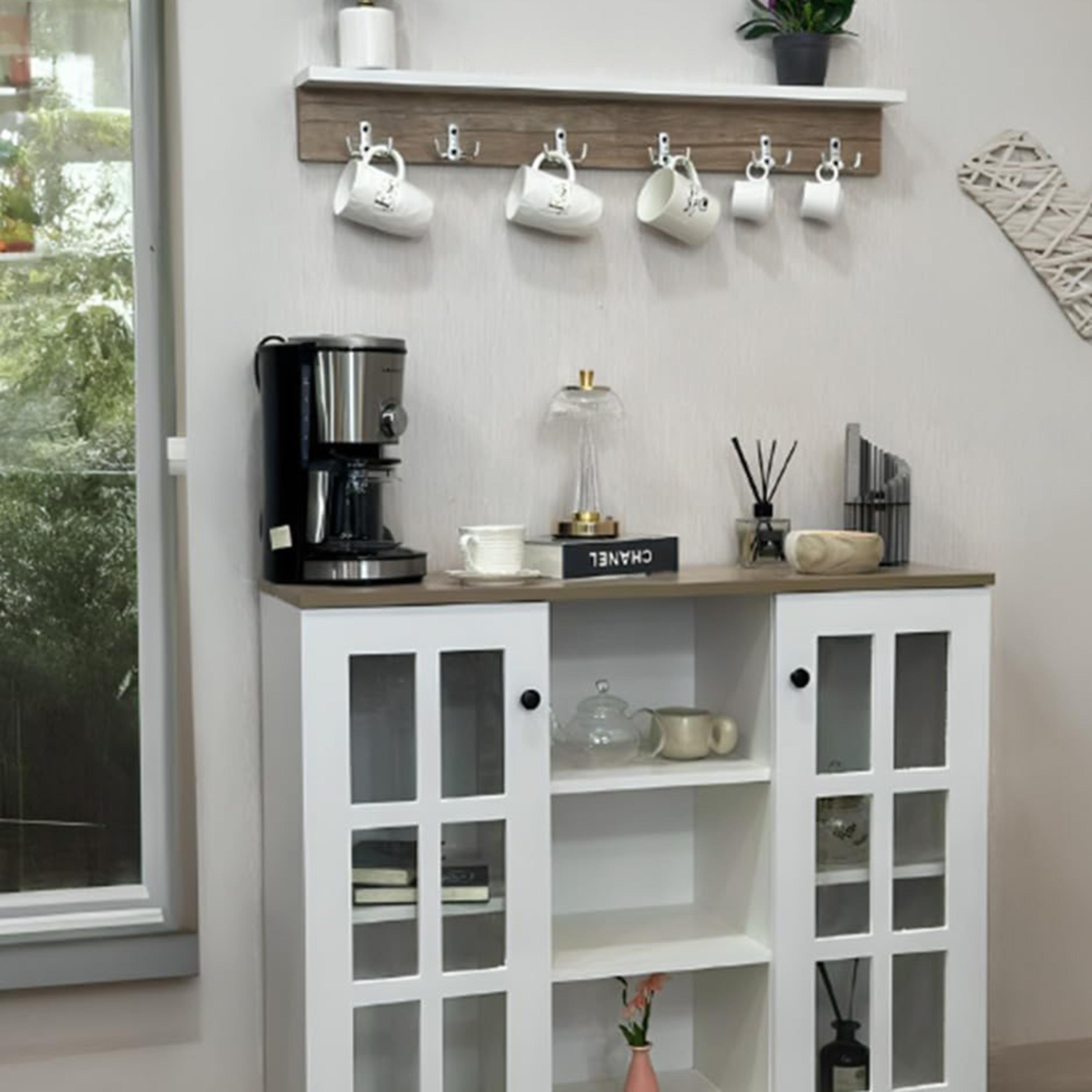 Wooden Storage Cabinet with Wall Shelf-furniture-livingroom-storageanddisplaycabinets-image-1