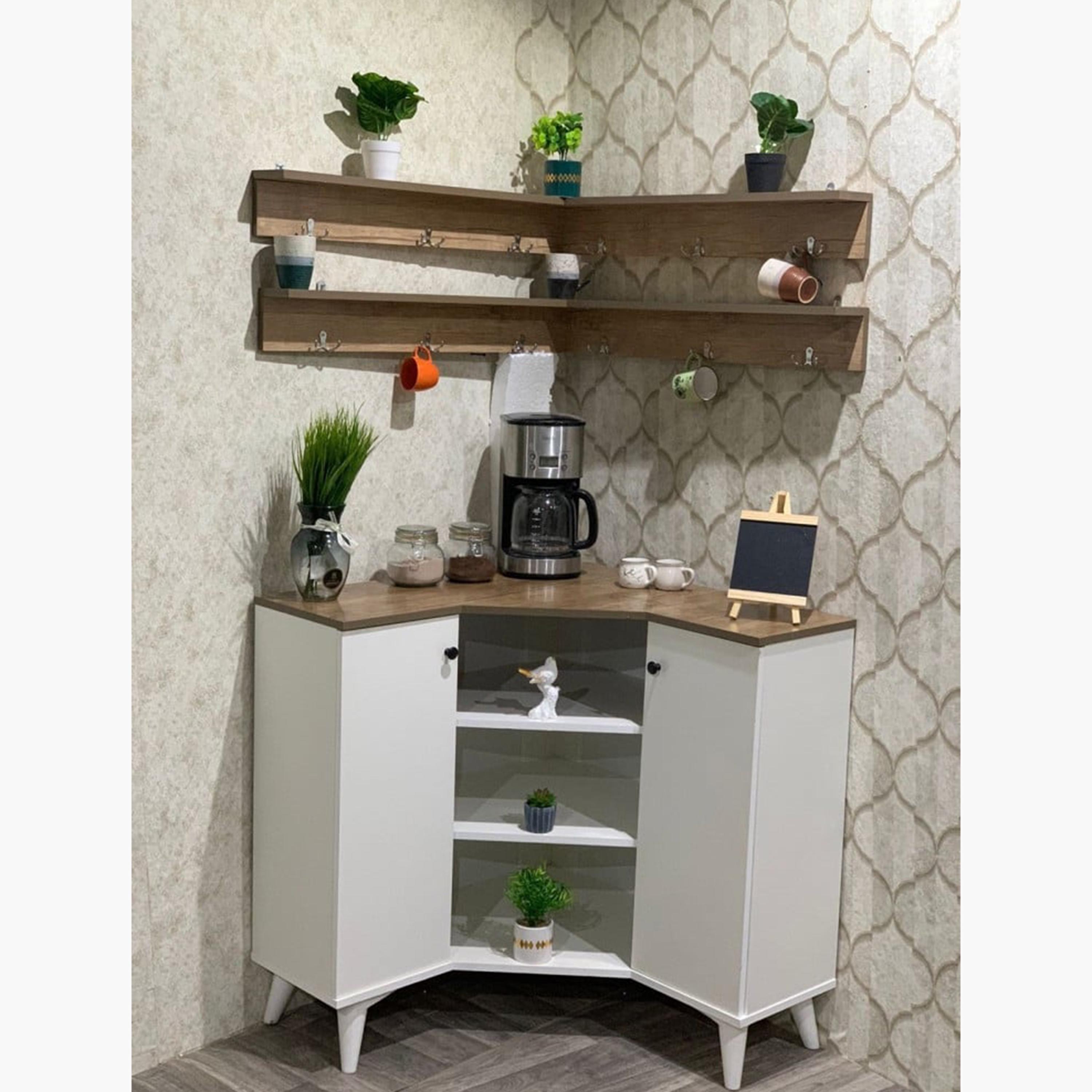 Wooden Corner Storage Cabinet - 90x32x80 cms-furniture-livingroom-storageanddisplaycabinets-image-1
