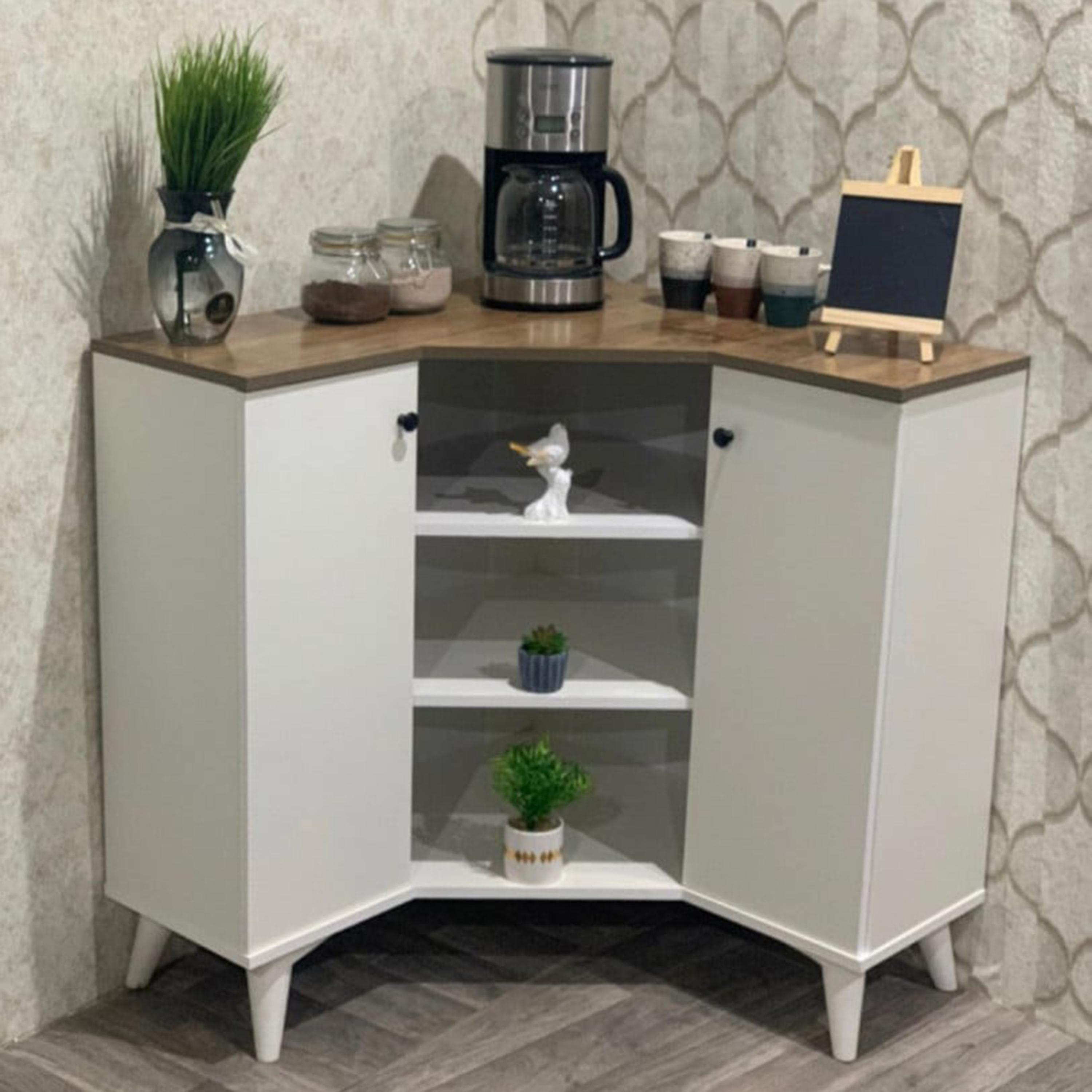 Wooden Corner Storage Cabinet - 90x32x80 cms-furniture-livingroom-storageanddisplaycabinets-image-2