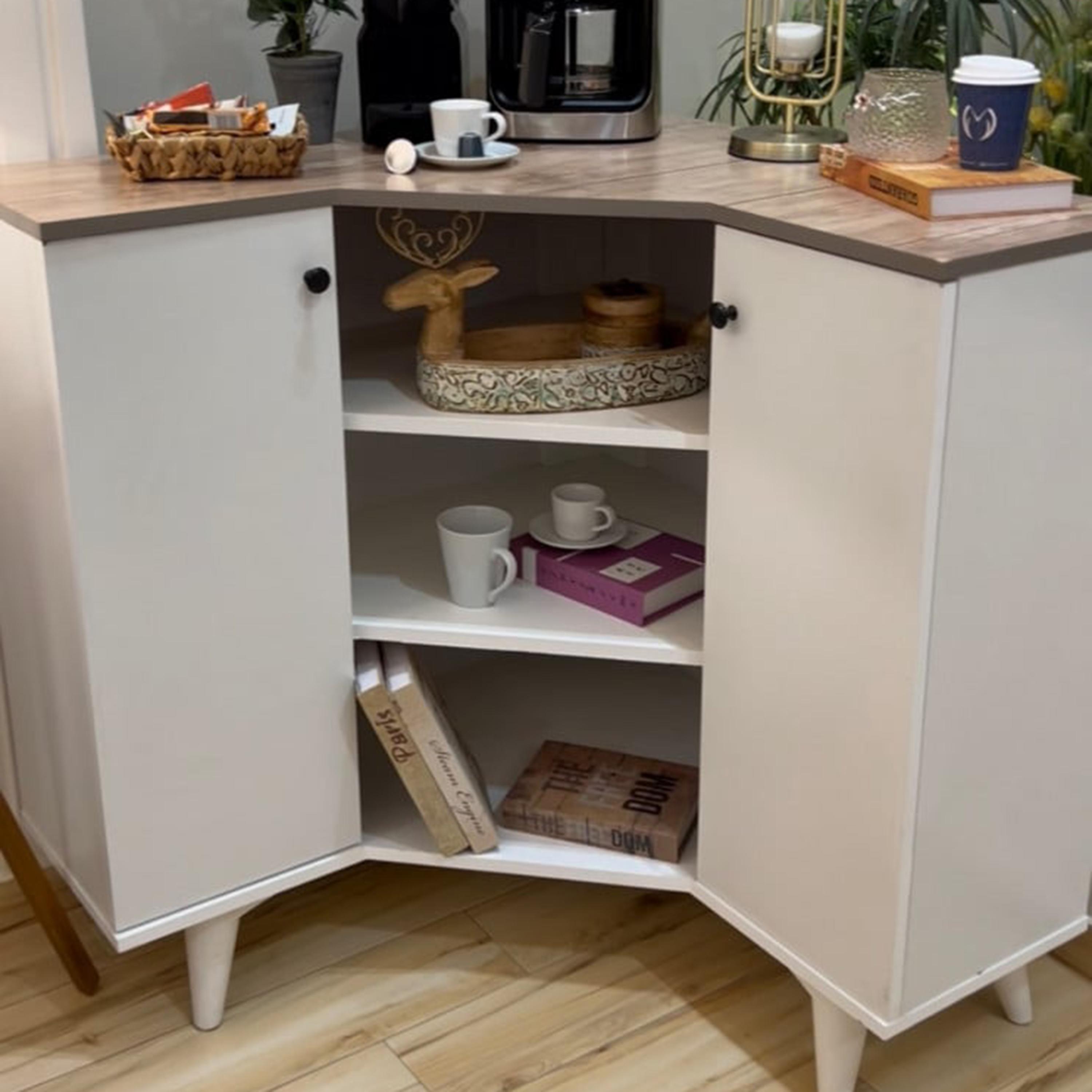 Wooden Corner Storage Cabinet - 90x32x80 cms-furniture-livingroom-storageanddisplaycabinets-image-3