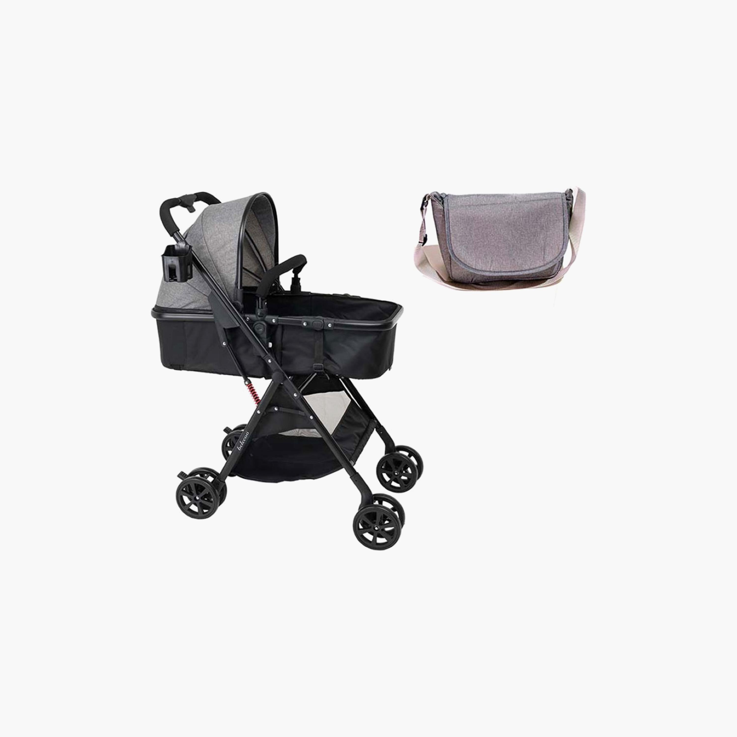 5 عربة أطفال (برام) محمولة مع حقيبة حفاضات رمادي من يوني كيو-baby-gear-strollersandprams-strollers-image-5