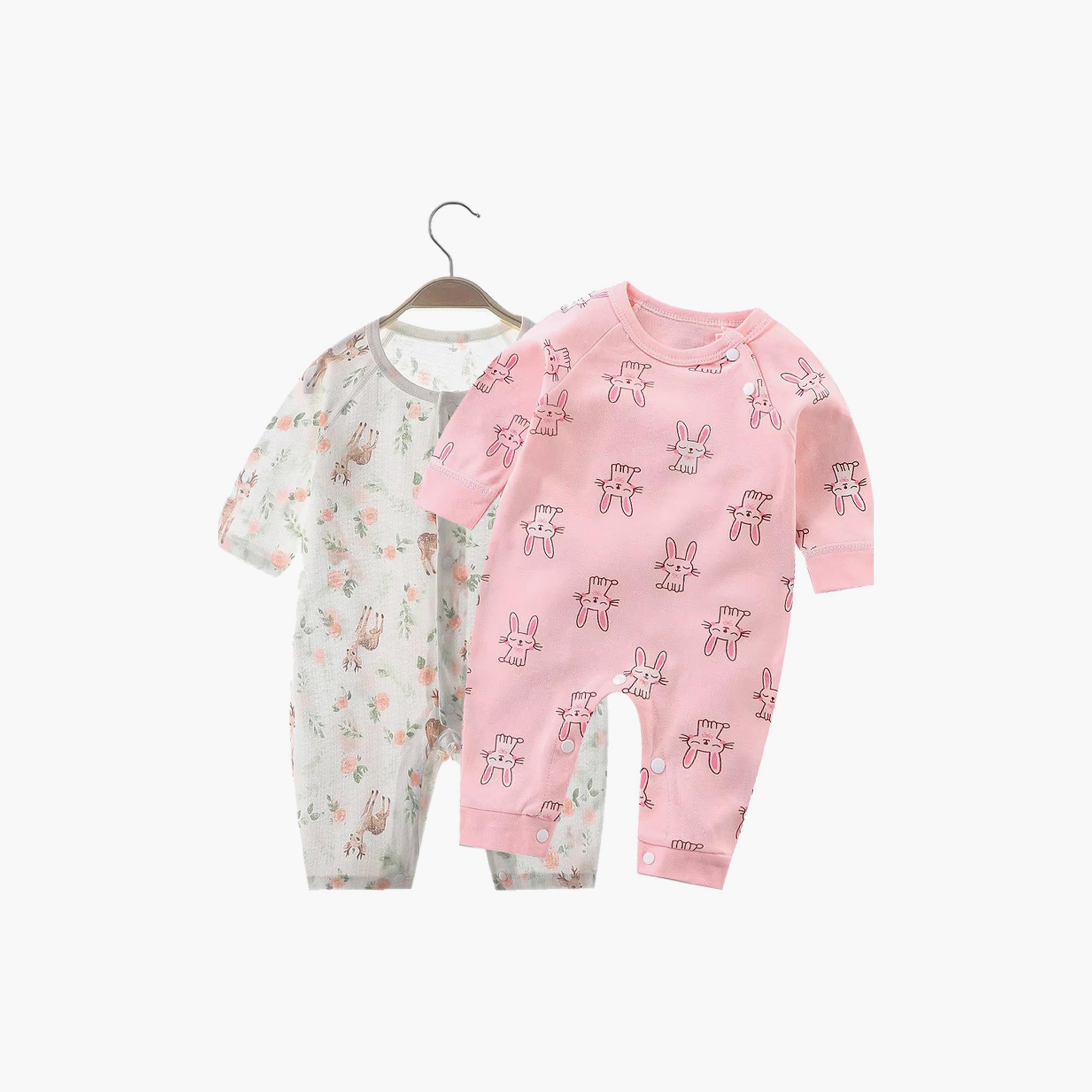 Kinder Valley 2-Piece Bunny & Woodland Friends Print Rompers-baby-boys-clothing-rompers-image-1