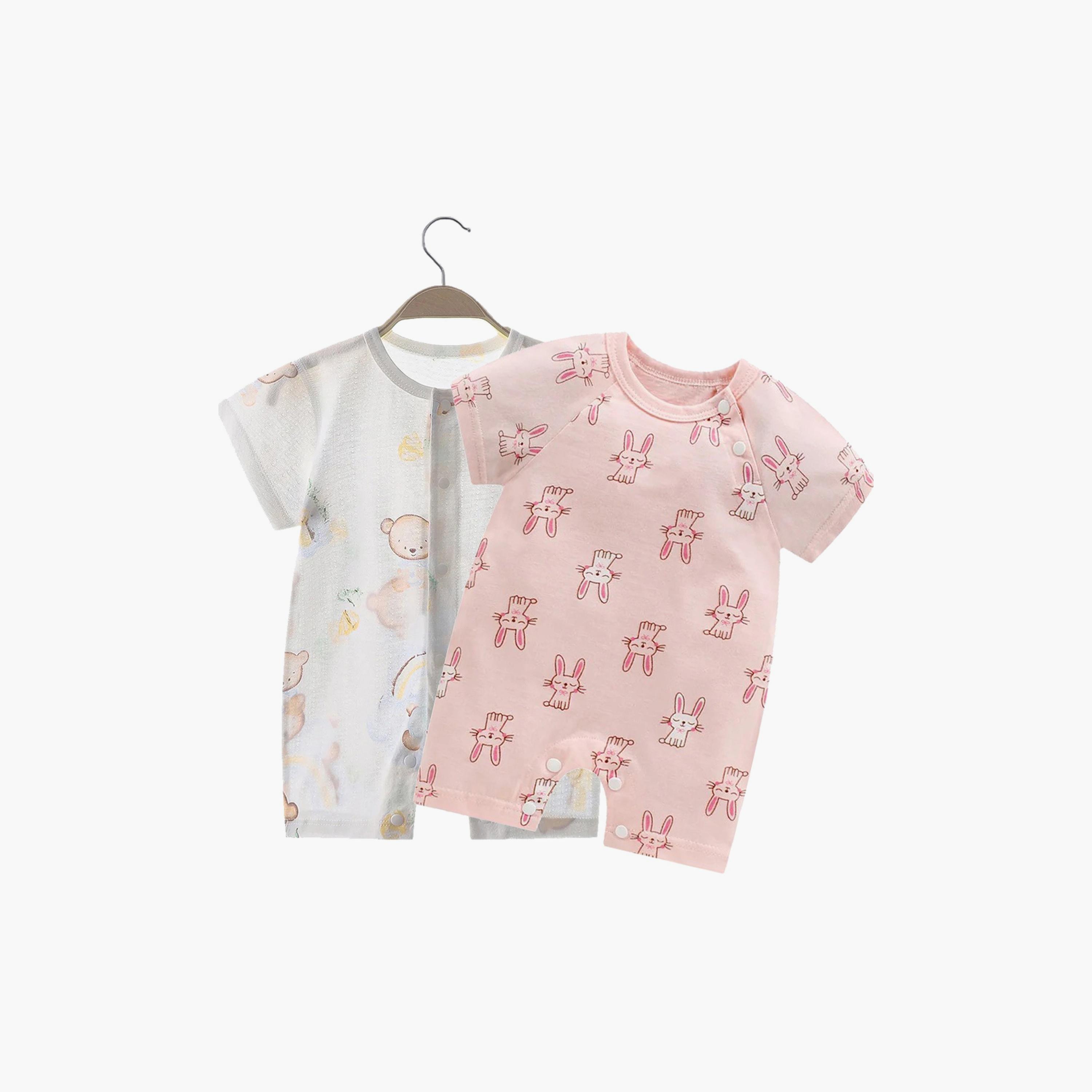 Kinder Valley 2-Piece Bear & Bunny Print Rompers-baby-boys-clothing-rompers-image-1