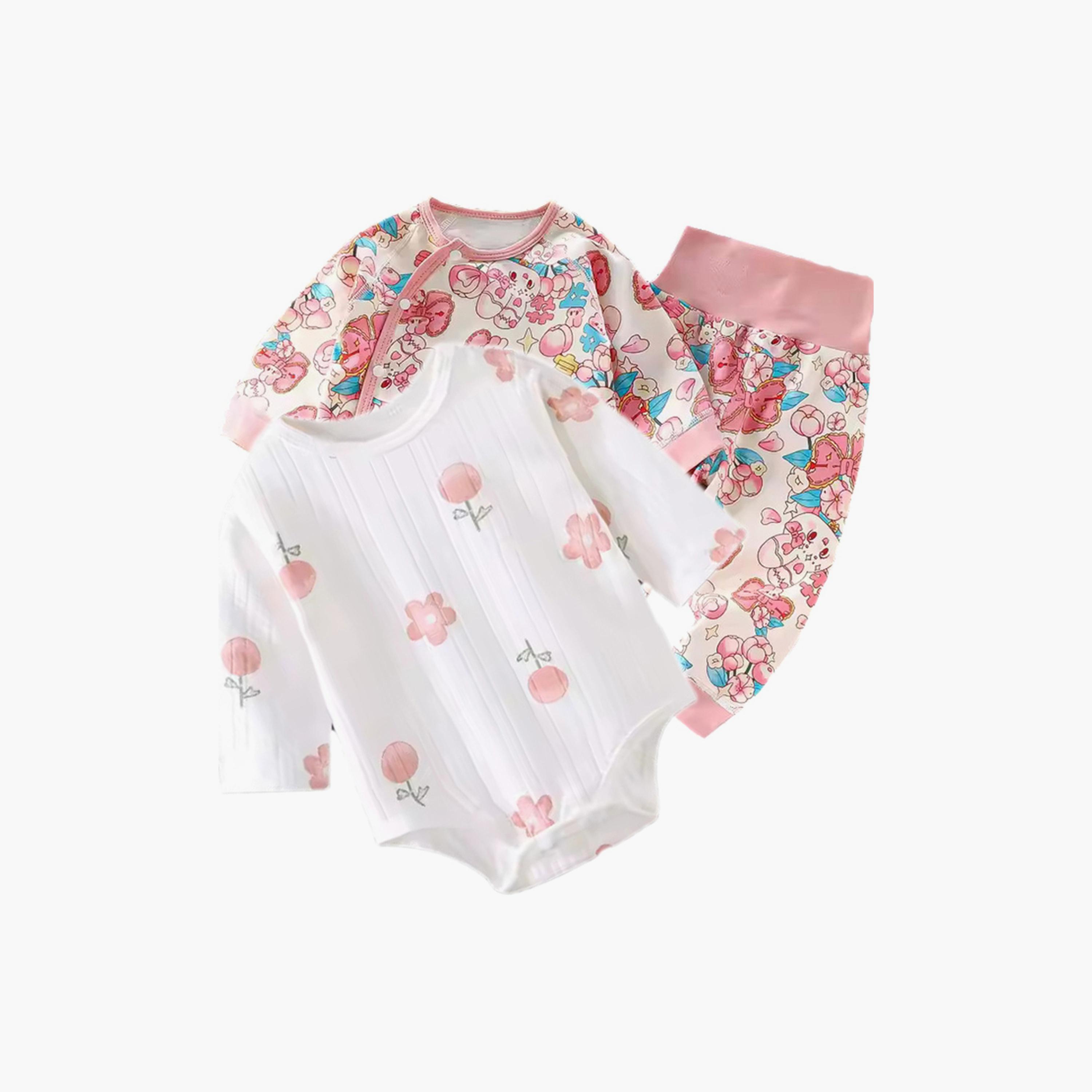 Kinder Valley 3-Piece Little Dino Print Summer Romper Set-baby-boys-clothing-setsandcoords-image-1