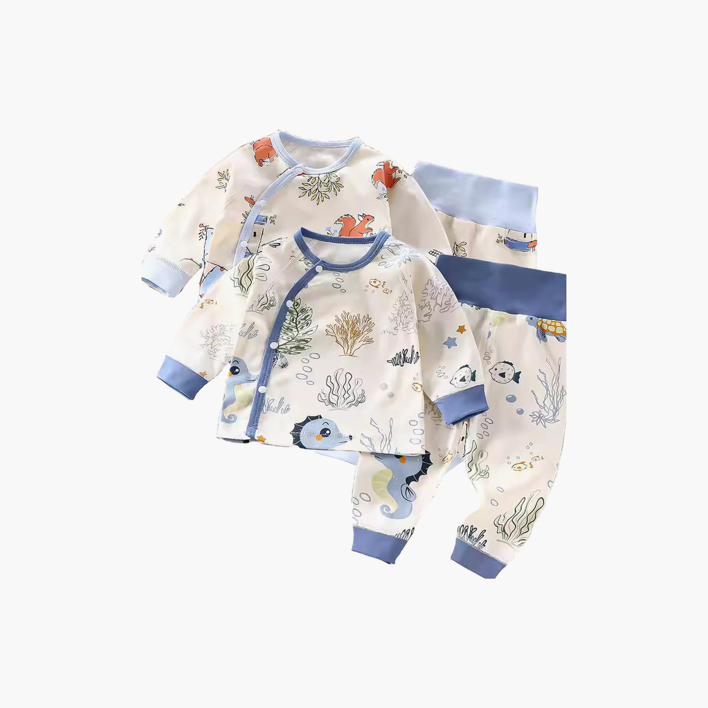 طقم بيجامة من 4 قطع مطبوع عليه مغامرات الثعلب وتحت البحر من كيندر فالي-baby-boys-clothing-setsandcoords-image-1