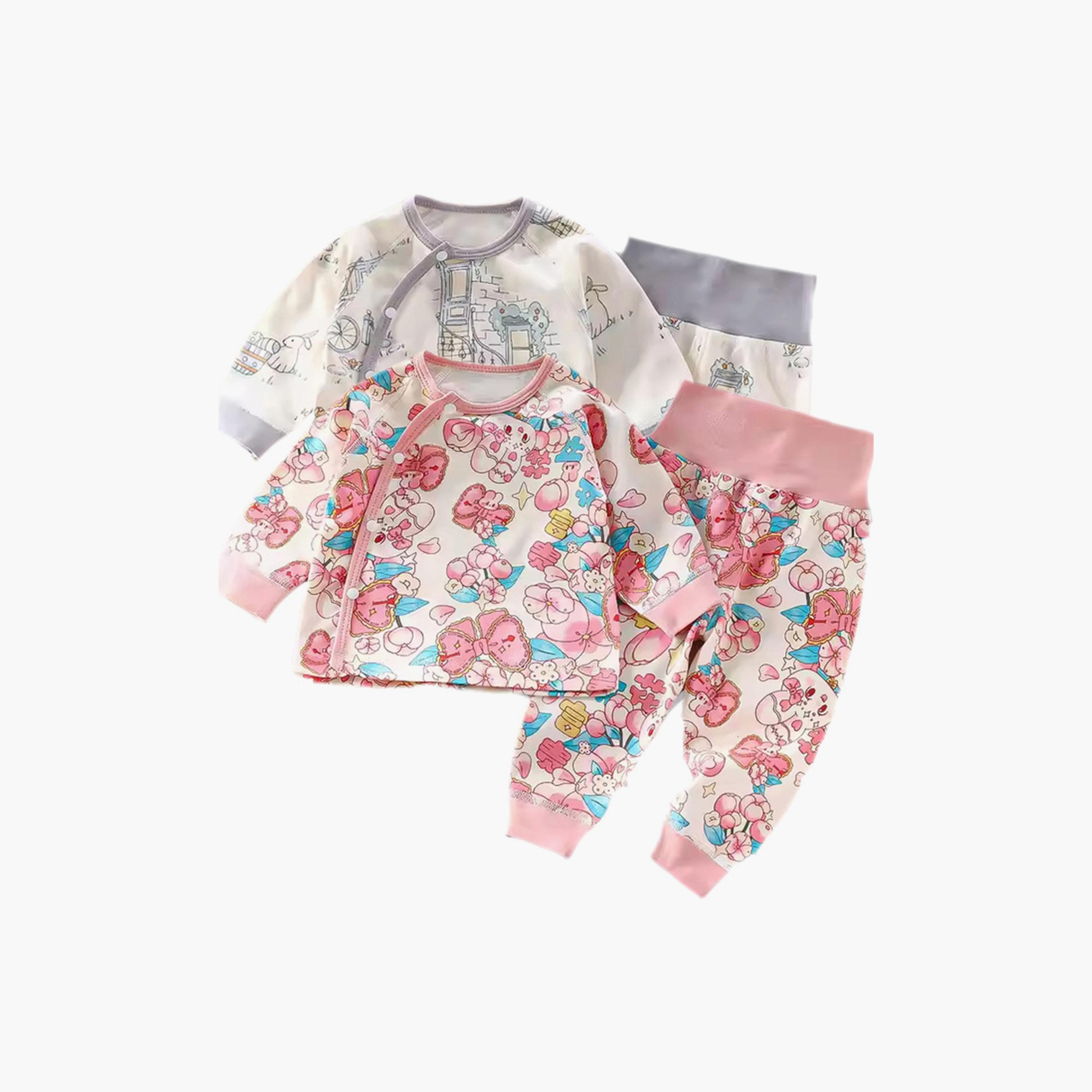 Kinder Valley 4-Piece Rabbit Adventure & Floral Print Pyjama Set-baby-boys-clothing-setsandcoords-image-1