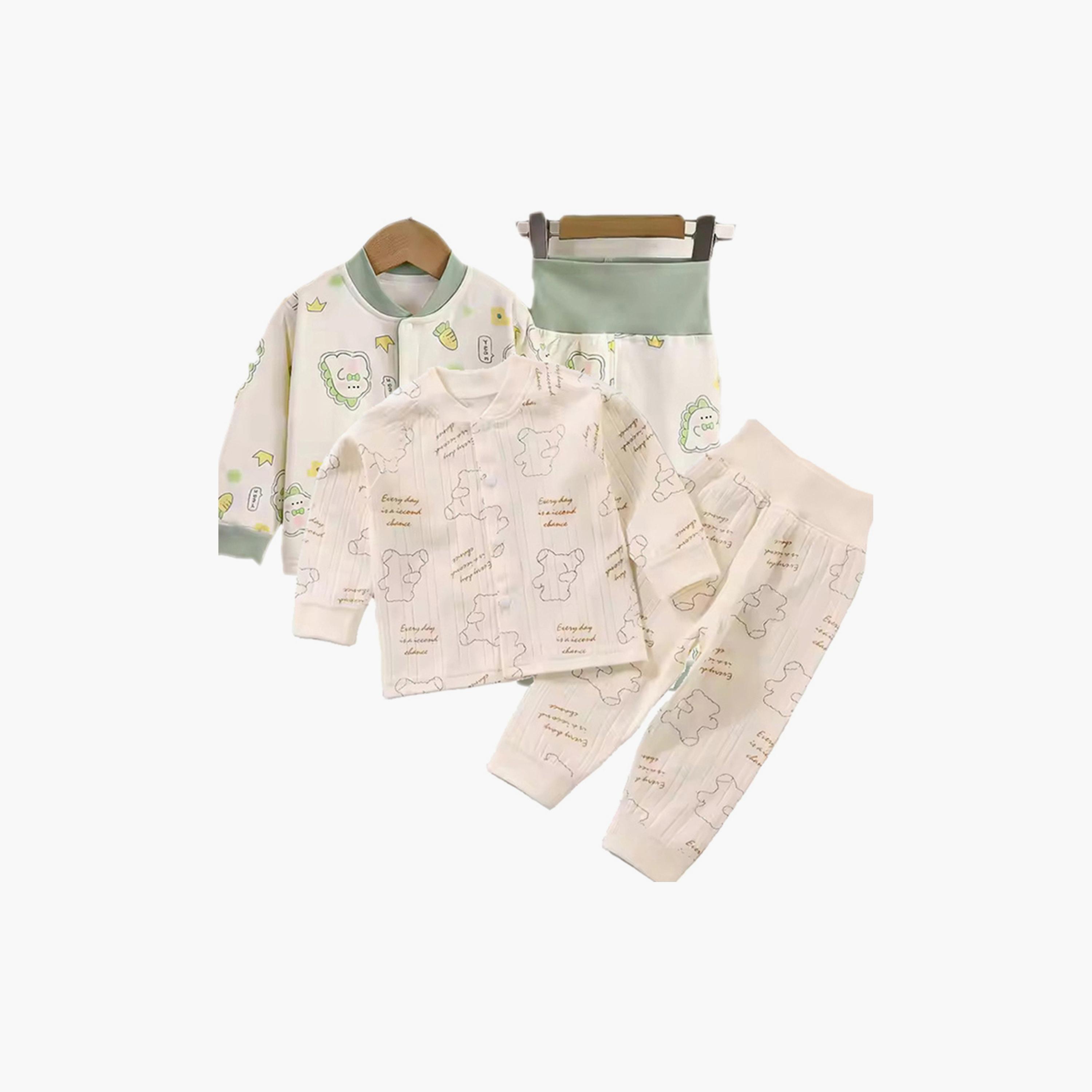 Kinder Valley 4-Piece Little Dino & Floral Print Pyjama Set-baby-boys-clothing-setsandcoords-image-1