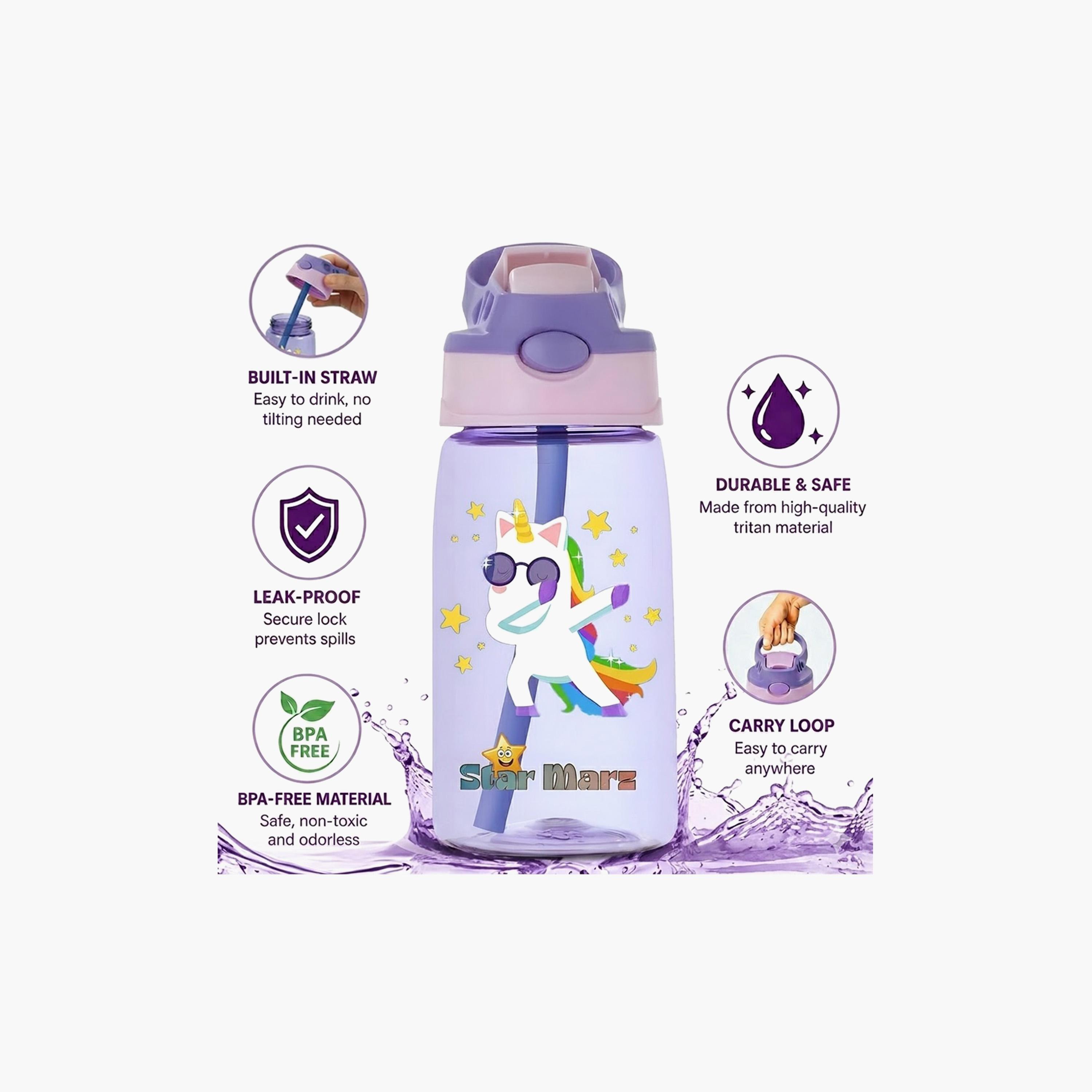 زجاجة مياه مضادة للتسرب بطبعة كرتونية من ستارمارز - 480 مل - أرجواني-school-waterbottles-image-5