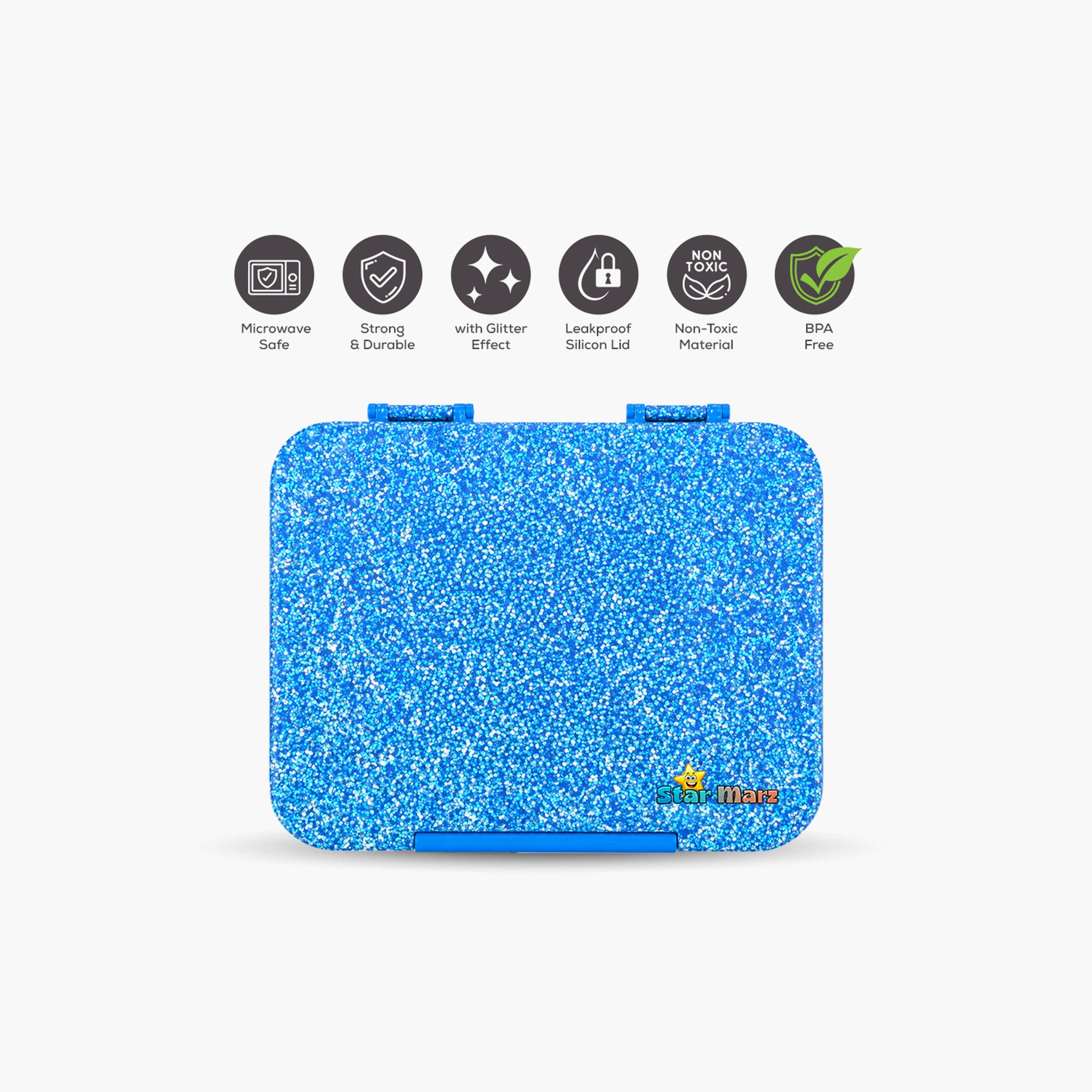 Starmarz Unicorn Bento Glitter Lunch Box ,4–6 Compartments, 1195ml Capacity, Sandwich Cutters, Fruit Pickers & Detachable Tray  Multicolor-school-lunchessentials-lunchboxes-image-2