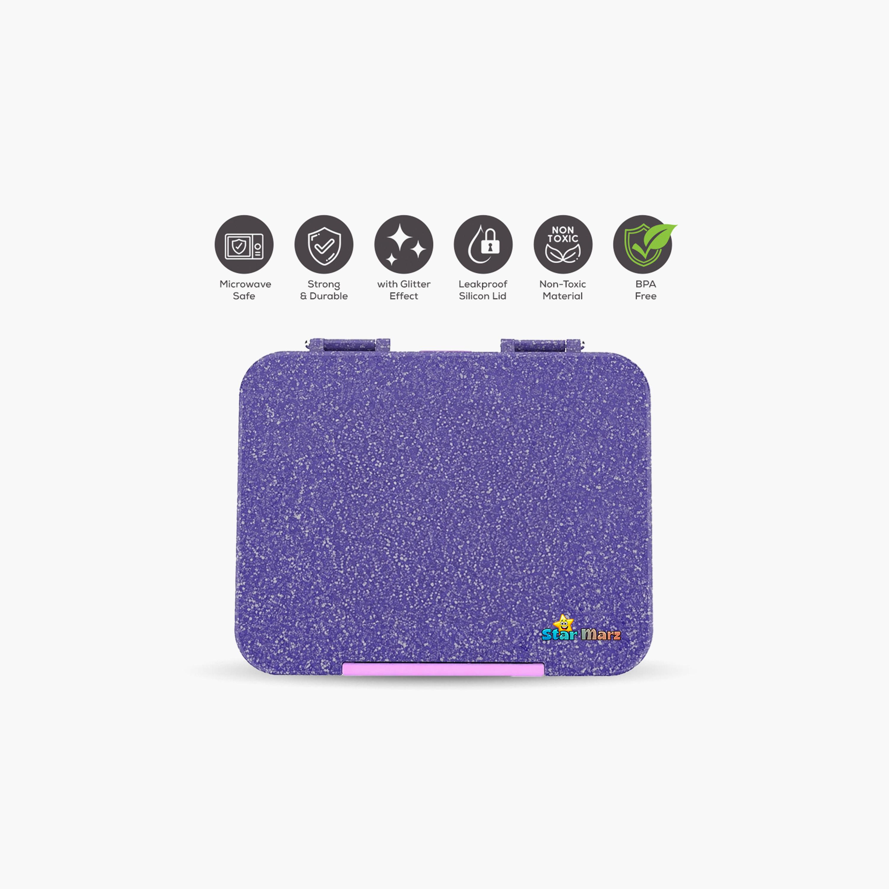 Starmarz Bento Glitter Lunch Box – Unicorn Theme – 4–6 Compartments, 1195ml, Sandwich Cutters, Fruit Pickers & Detachable Tray – Multicolor-school-lunchessentials-lunchboxes-image-2