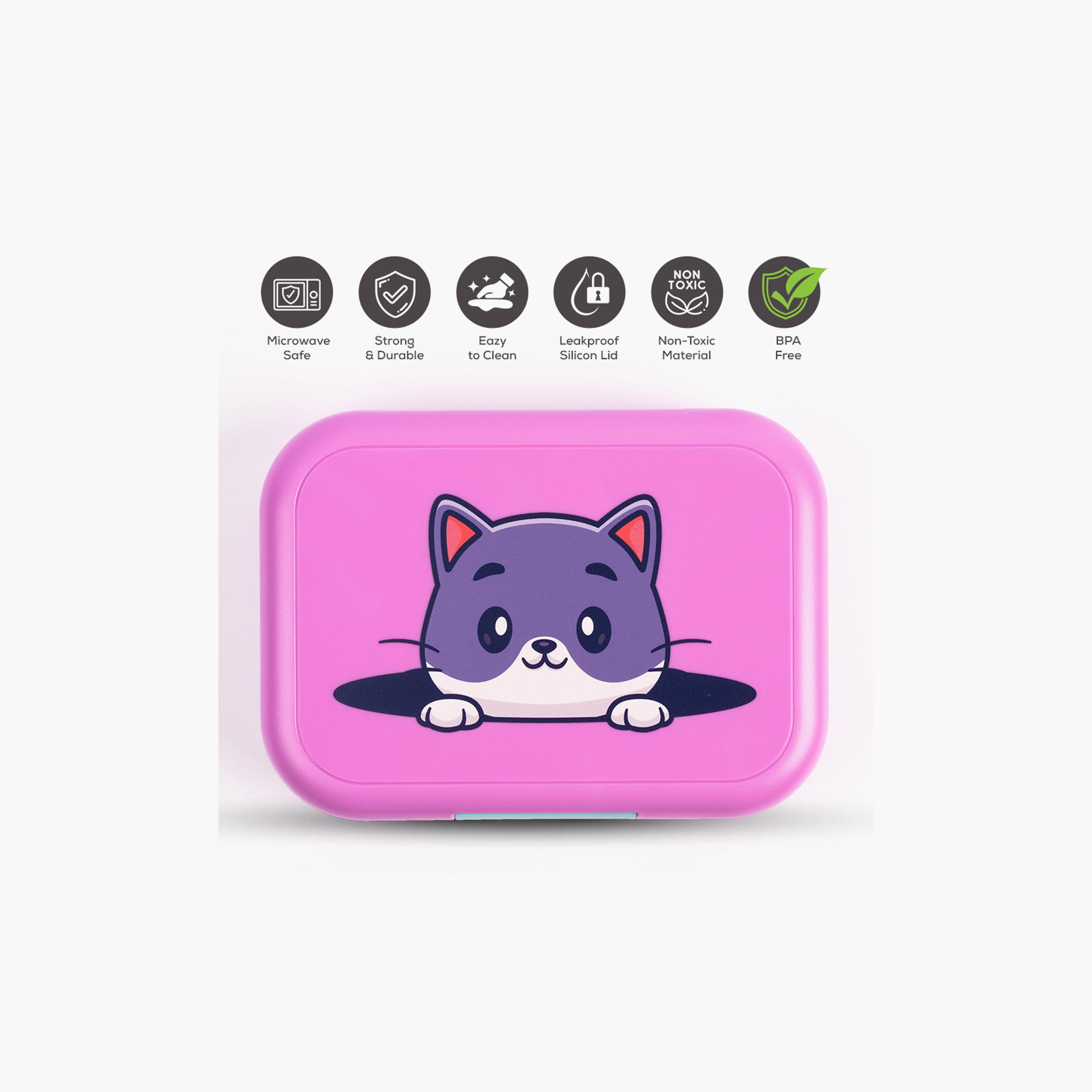 صندوق غداء بينتو مع غطاء سيليكون وصينية قابلة للإزالة من كوكوبي - 765 مل - وردي-school-lunchessentials-lunchboxes-image-2